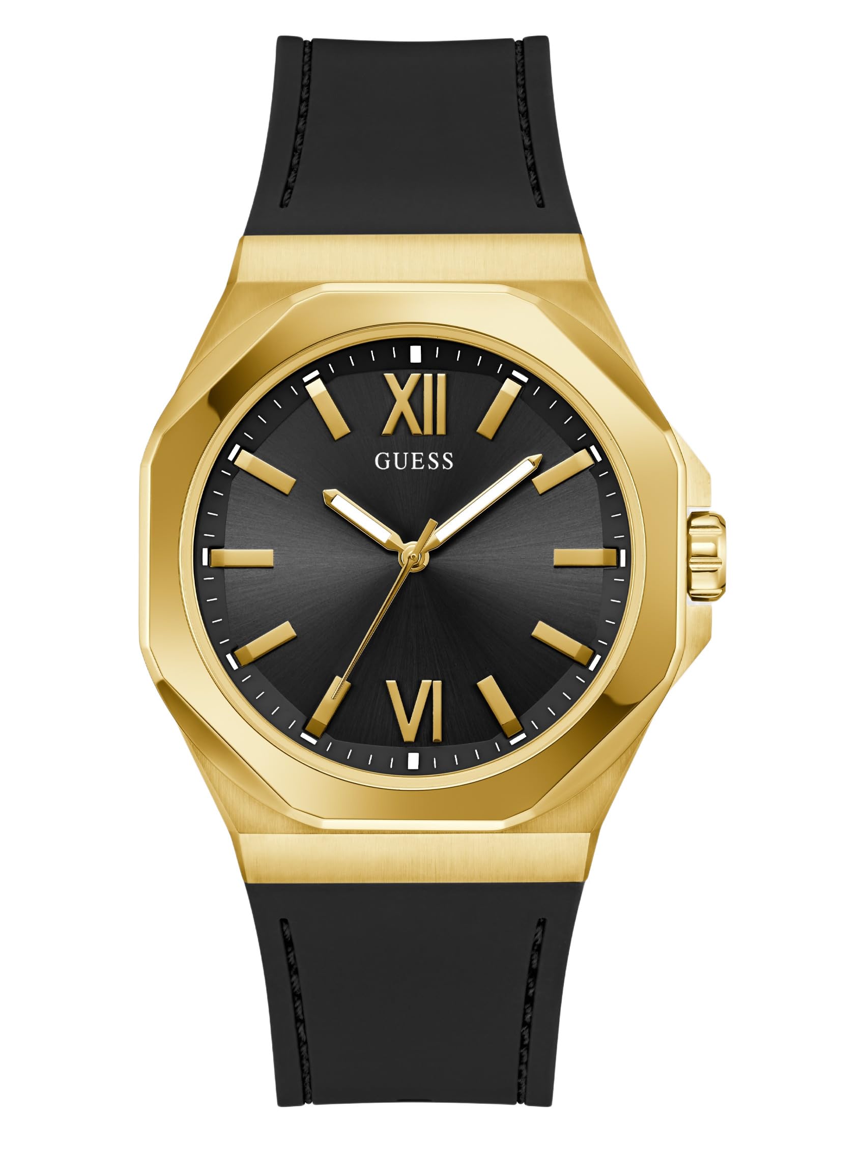 GUESS Orologio analogico al quarzo da uomo con cinturino in silicone GW0850G2, Nero