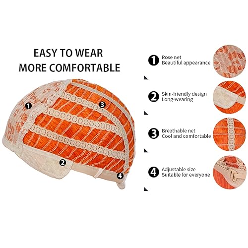 Miniatura 5 de BERON Peluca ondulada corta de 14 pulgadas para mujeres y niñas, pelucas onduladas para fiestas, uso diario, Cosplay y Halloween (color naranja