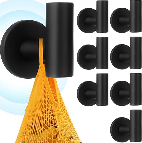 Therwen Ganchos magnéticos negros de neodimio resistentes para refrigerador, puerta de metal, taquilla para colgar toallas, abrigos, bolsas,