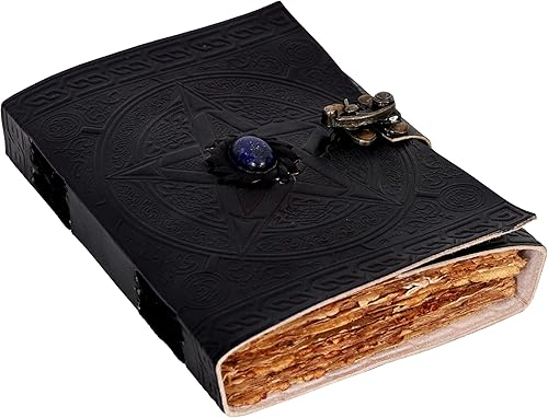 Miniatura 9 de cuero Hocus Pocus, libro de hechizos, diario de cuero contra el mal de ojo, cuaderno de cuero forrado de cuero para diario