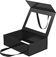 Vista 10 de Caja negra extragrande para padrino de boda con tapa, 16.3 x 14.2 x 5 pulgadas, magnética para ropa y regalos grandes (negro mate)