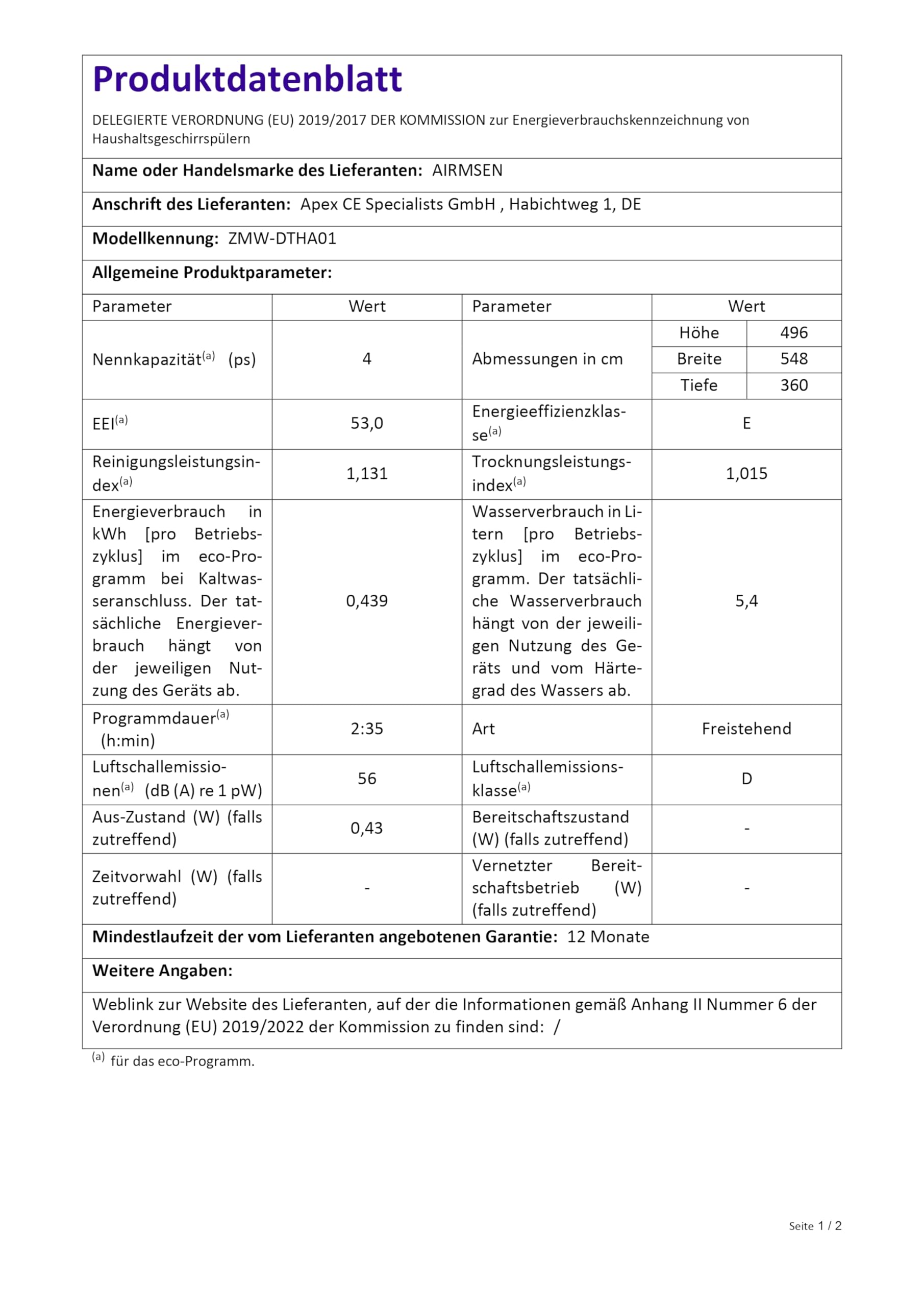 AIRMSEN Mini Tischgeschirrspüler