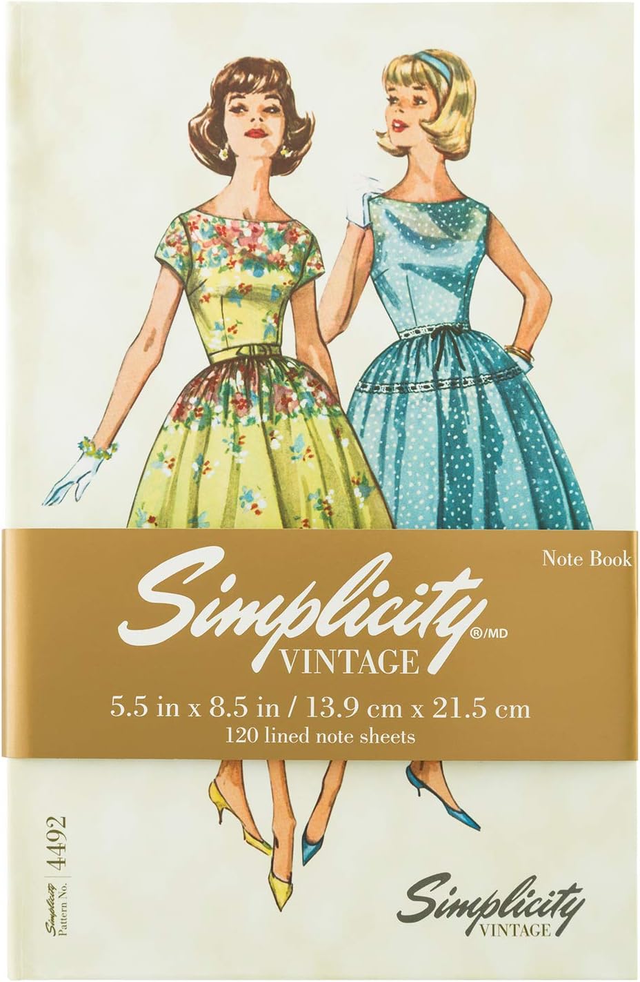 Simplicity Vintage Fashion 1960's Hardcover Journal Notebook for Women, 5.5'' x 8.5'', 240 Pages