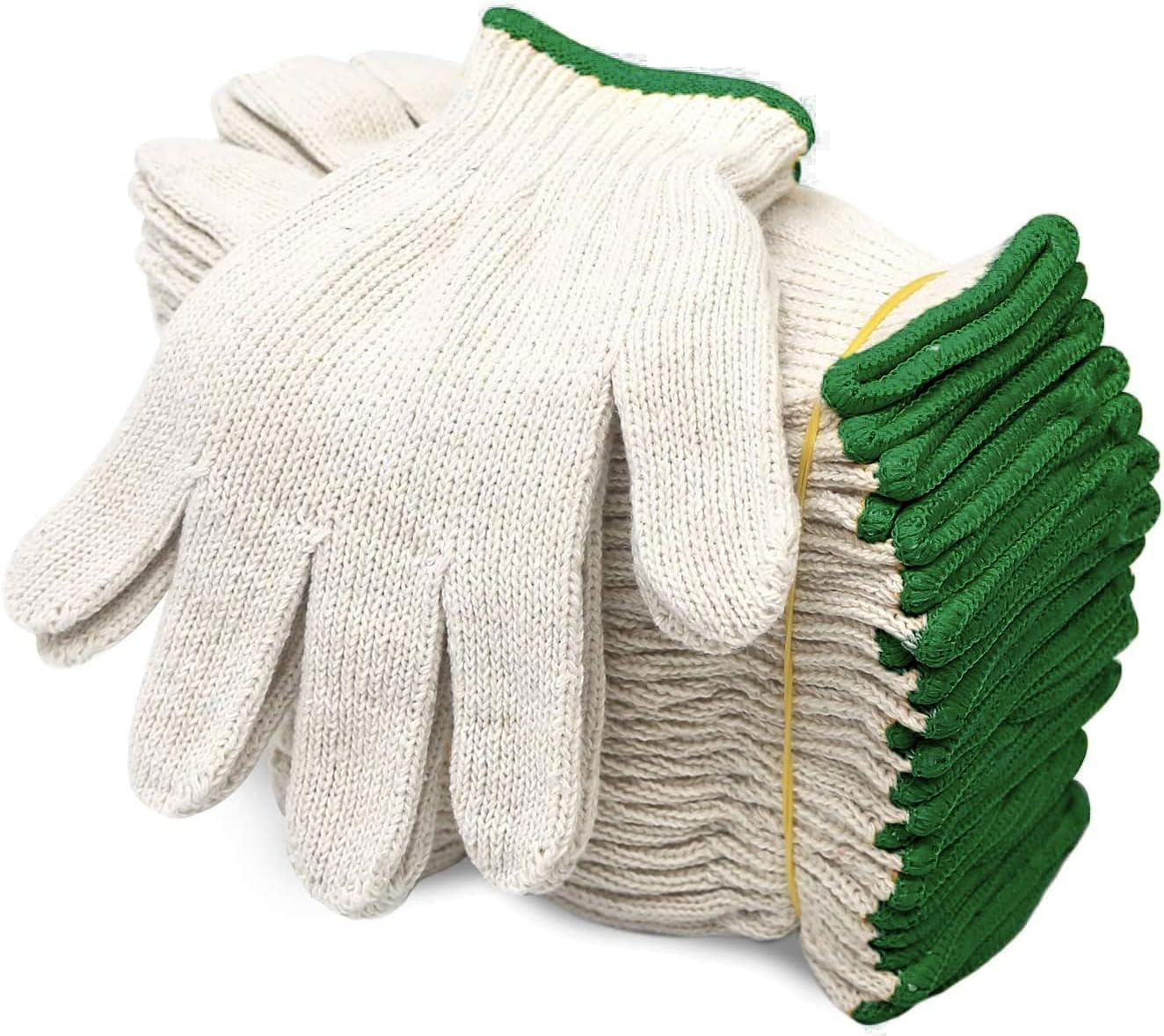 Evridwear Cotton Polyester String Knit Shell Safety Protection Work Gloves for Painter Mechanic Industrial Warehouse Gardening Construction Men & Women 12 Pairs, no Dots, XLarge Size