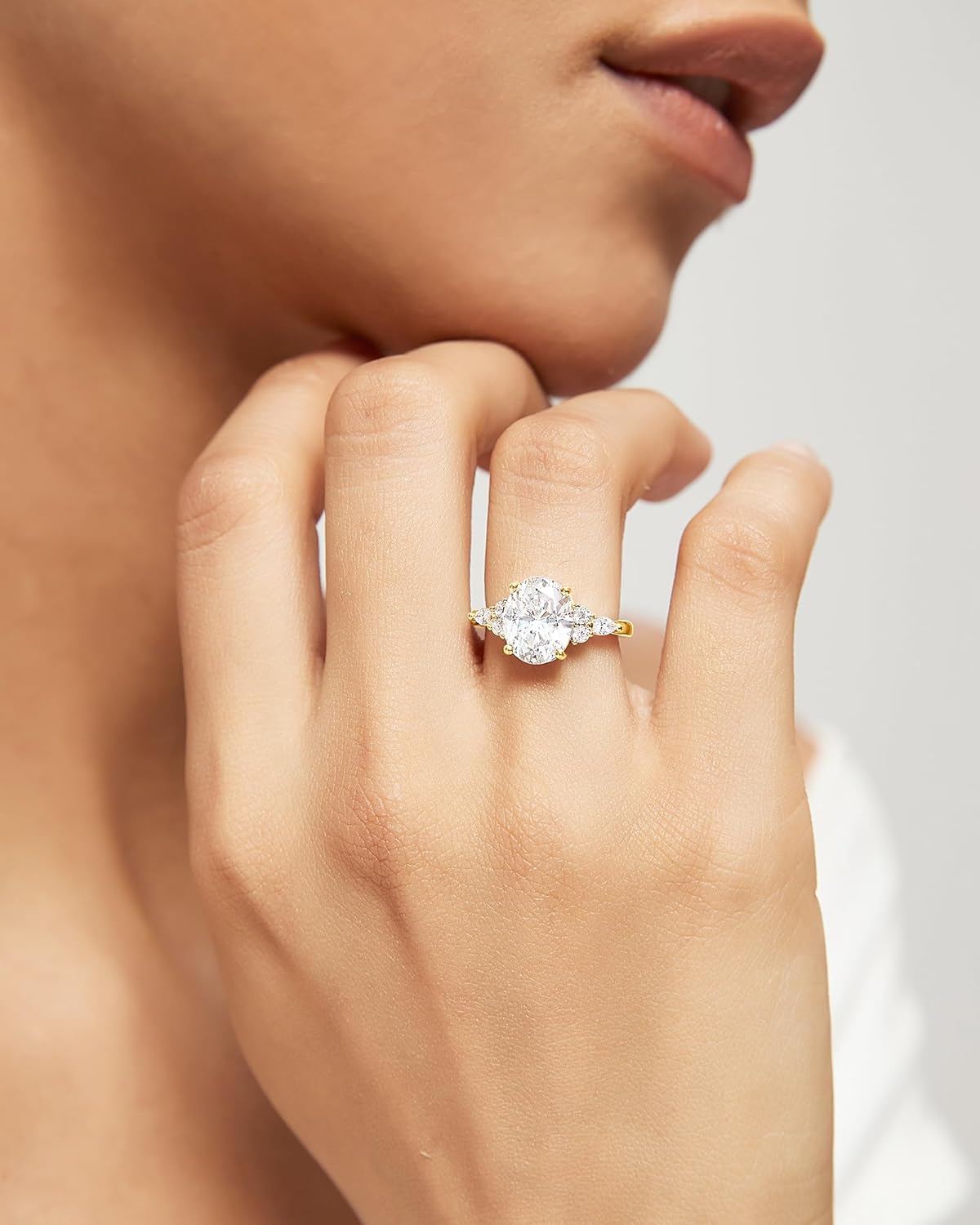 TIGRADE 3CT Engagement Ring Oval Cut Cubic Zirconia Marquise Round CZ Eternity Wedding Band for Women Size 3-12 - Image 4