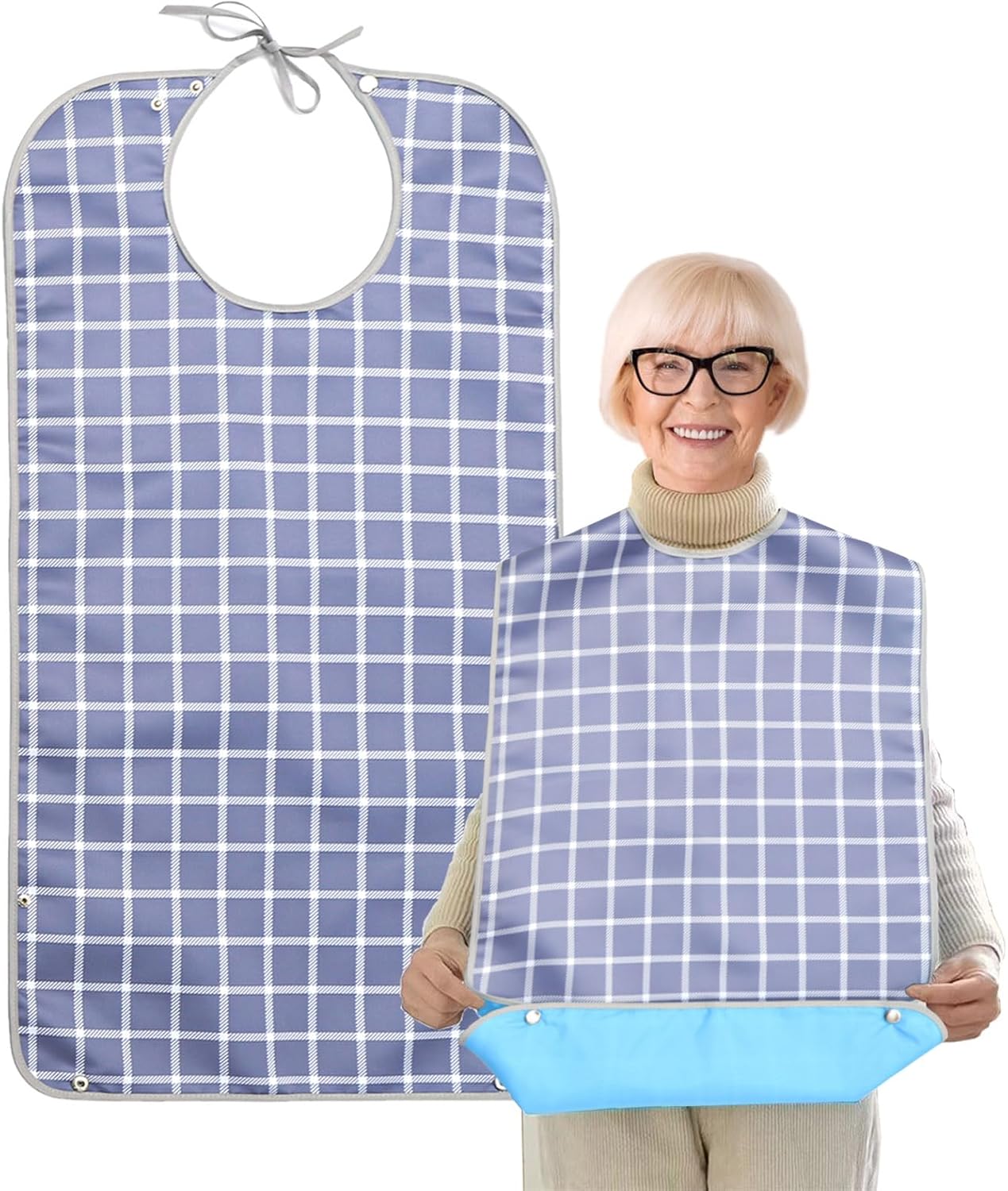 Pafusen Waterproof Washable Adult Bibs for Elderly Women Men, Reusable Large Adult