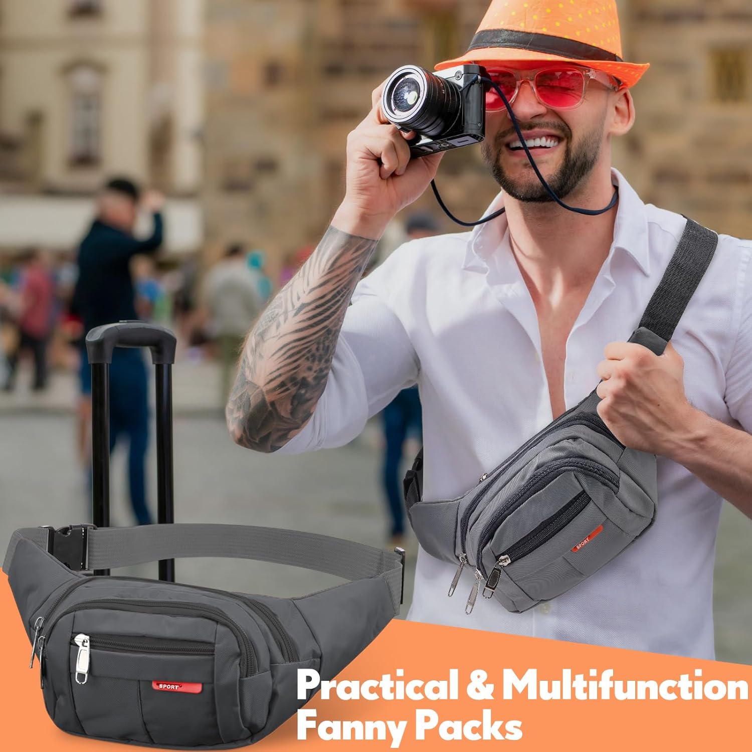 Silkfly 24 Pcs Adults Fanny Pack 14inch Plus Size Crossbody Waist Bags Bulk Waterproof Waist Bags with Adjustable Belt Fanny Pack for Women Men Sport Traveling Running Outdoor, 24 Colors