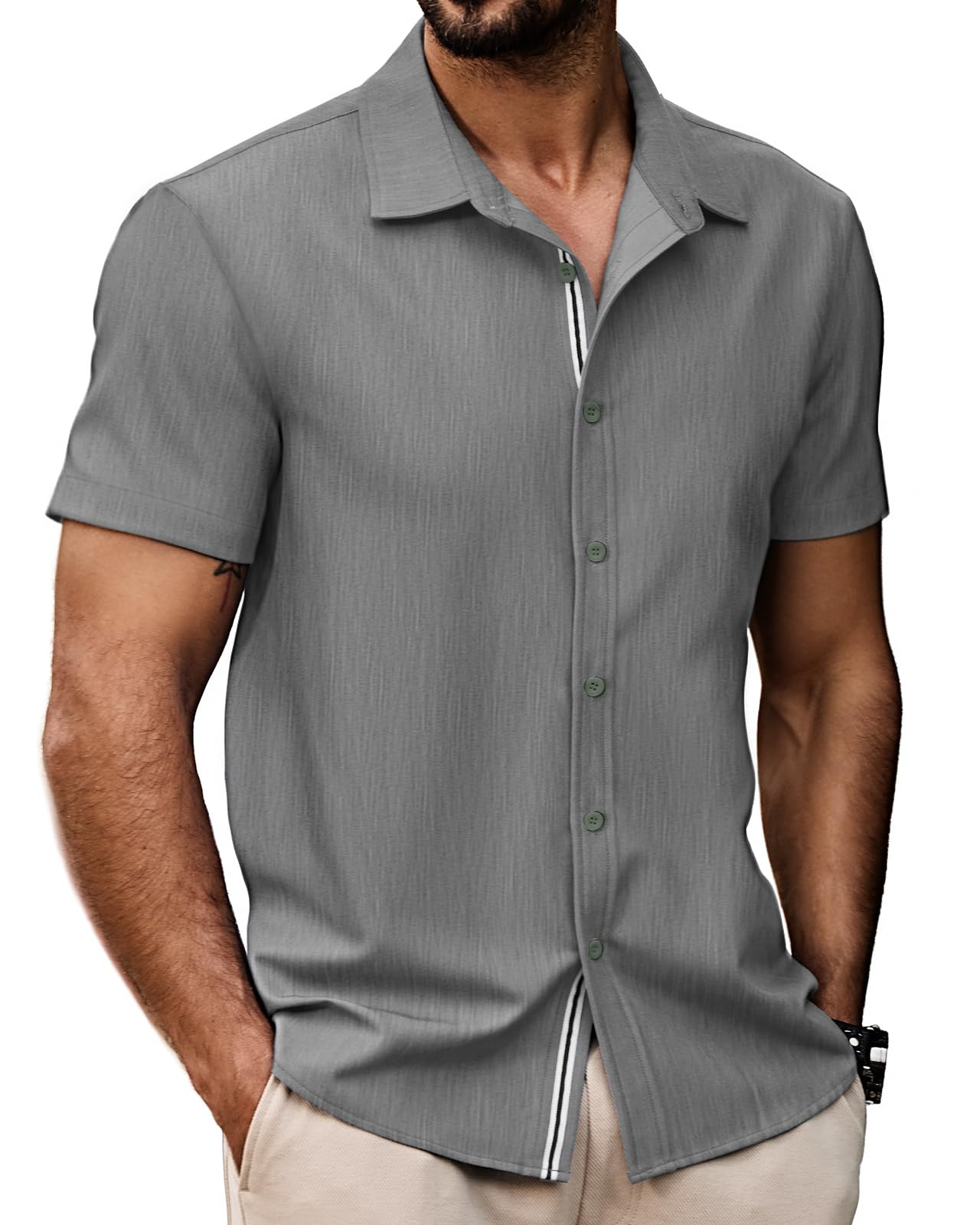HMIYA Mens Shirt Short Sleeve Dress Business Casual Beach Shirt S-3XL 2026 New