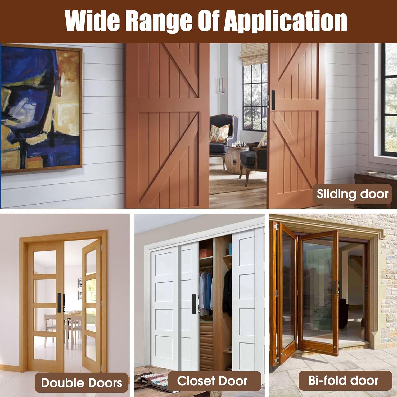 Pocket Door Locks, Edge pulls, Hidden Handles, Pocket Door Hardware, Sliding Door Locks, Sliding Door Hardware, for Doors 1 5/12" to 2 2/8" Thick (Black, Privacy Type)