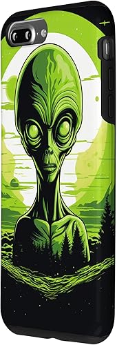 Vista 20 de iPhone 14 Pro Cute Green Alien Head UFO Space Face Alien Case