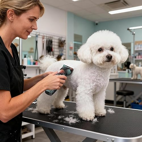 Miniatura 7 de shernbao Cortadora profesional de aseo de animales para abrigos gruesos y pesados, 5 velocidades de bajo ruido, potente hoja 5 en 1 con