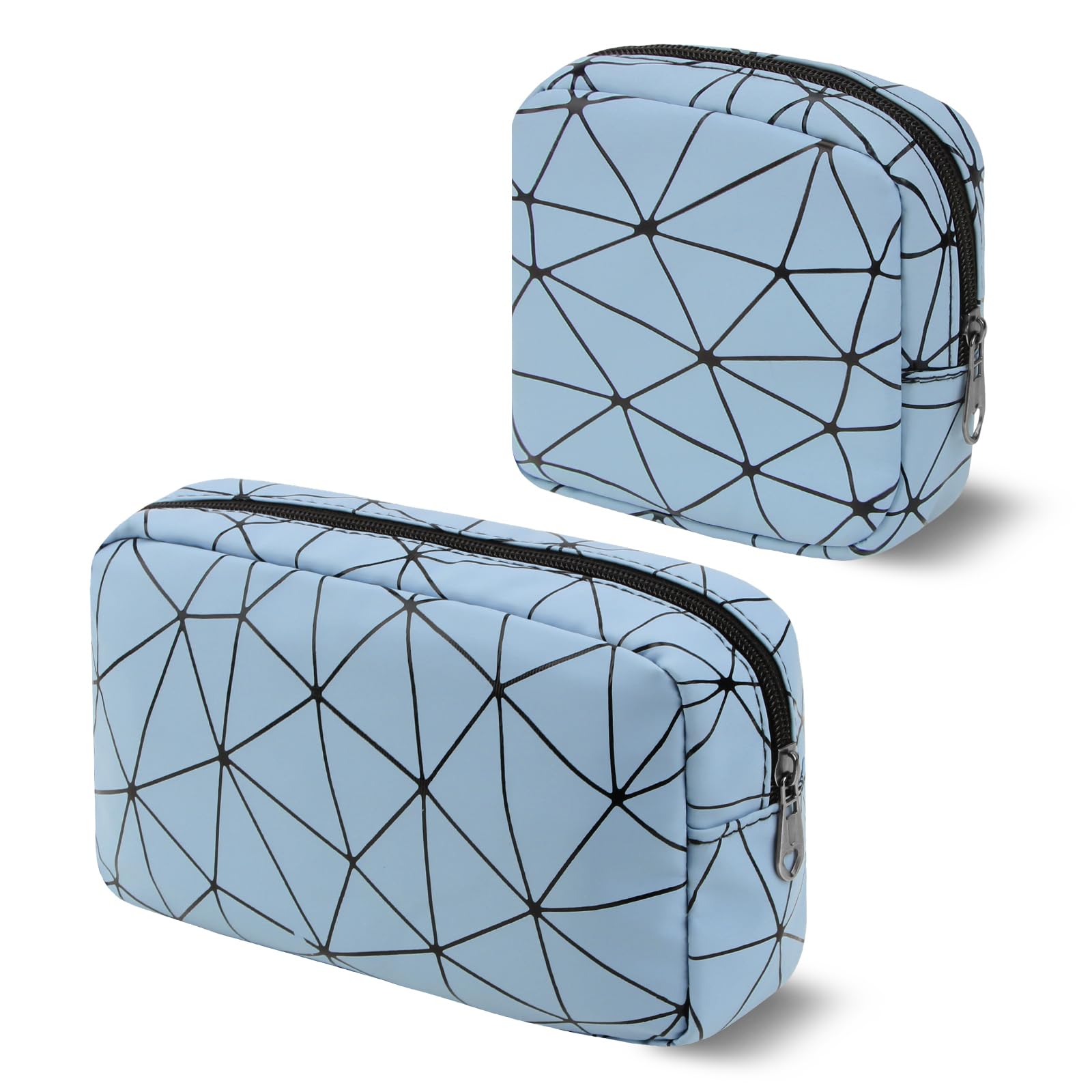 Bolsa de cuero para guardar toallas sanitarias para adolescentes, bolsa portátil para compresas menstruales, neceser pequeño para maquillaje (azul)