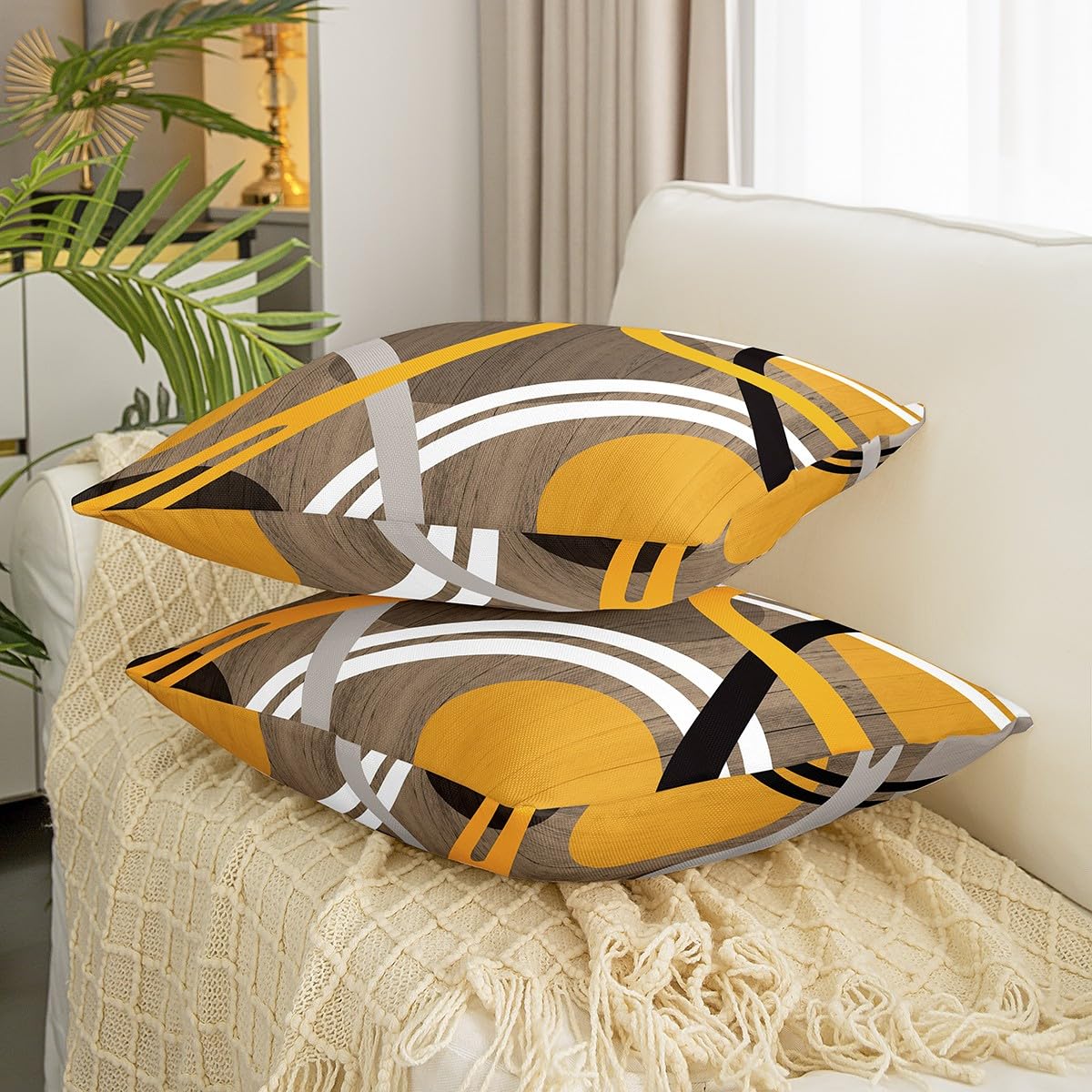 Modern Wavy Circles Design Throw Pillow Covers for Girls Boys Kids 22x22 Inch Set of 2 Green Grey Decorative Throw Pillowcases Geometric Circle Swirl Pillow Cases Cushion Covers Abstract Art - Image 3