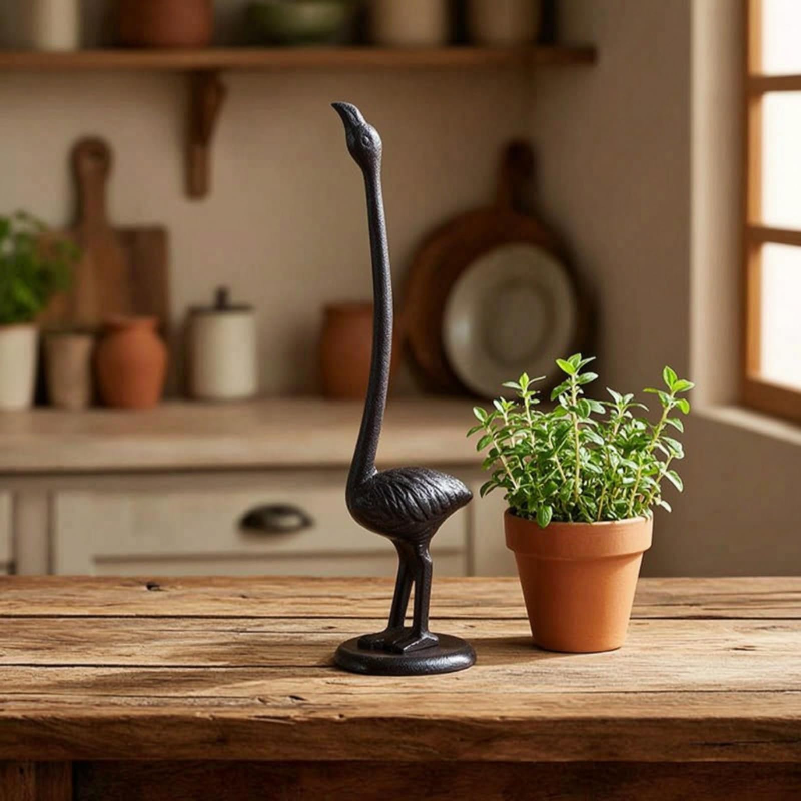 Portarotolo da Cucina Dispenser Carta Cucina Porta Rotolo Supporto Verticale Base Pesante in Ghisa Dal Profilo Ridotto, Stile Rustico Americano, Design Con Base Quadrata