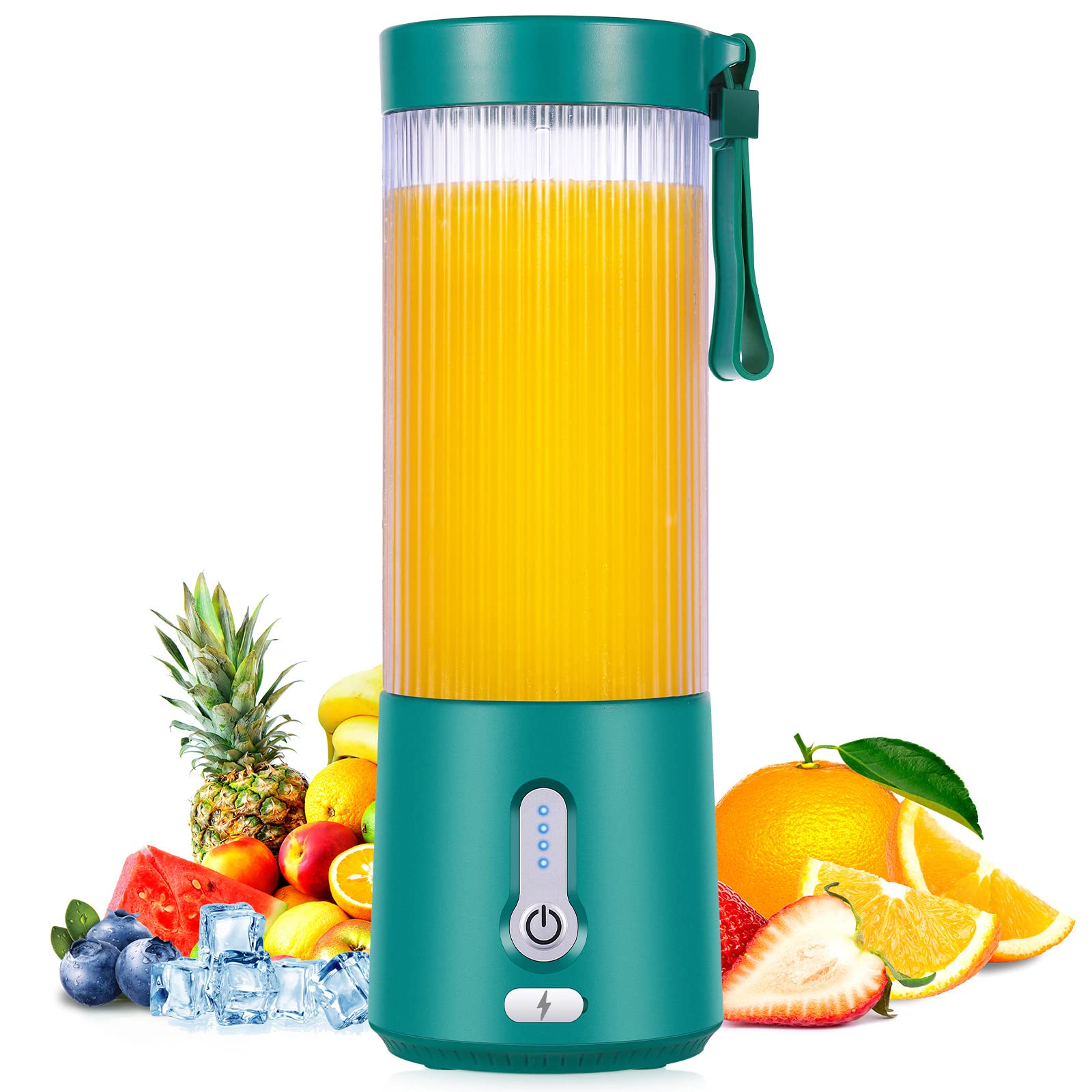 Portable Blender USB Rechargeable, Personal Blender for Shakes and Smoothies, 16 oz Handheld Mini Blender Juicer Cup with 6 Blades for Sports, Travel, Home and Office