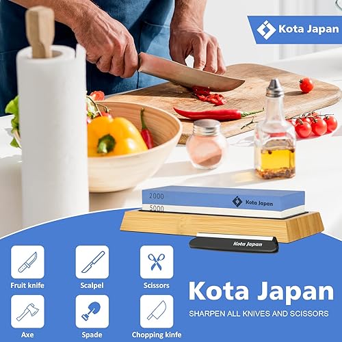 Miniatura 3 de Kota Japan piedra de afilar premium Piedra para afilar cuchillos naturales, KIT AGRADABLE, suave, SIN ESFUERZO Base antiadherente, SEGURIDAD