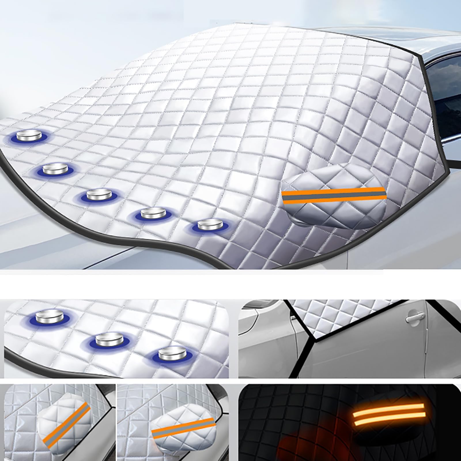 Frontscheibenabdeckung Auto Winte Für Citroen Jumpy 2 2007-2016, Scheibenabdeckung Magnet Windschutzscheibenabdeckung Frostschutz Sonnenschutz für Gegen Schnee EIS Frost UV,B/Orange