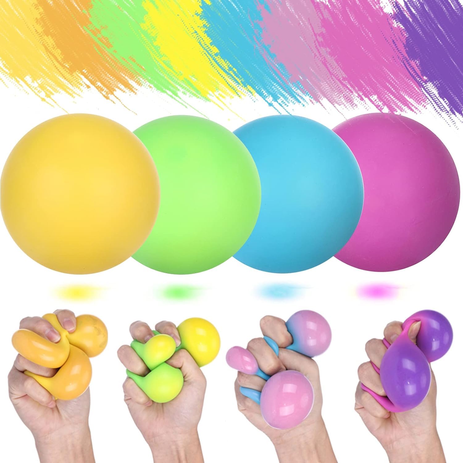 IYAAN 2 Pcs Squishy Dough Ball Toy Stretchy Stress Balls, Cute and Soft Color Changing Squeeze Ball, Squishy Ball, Ideal for Anxiety