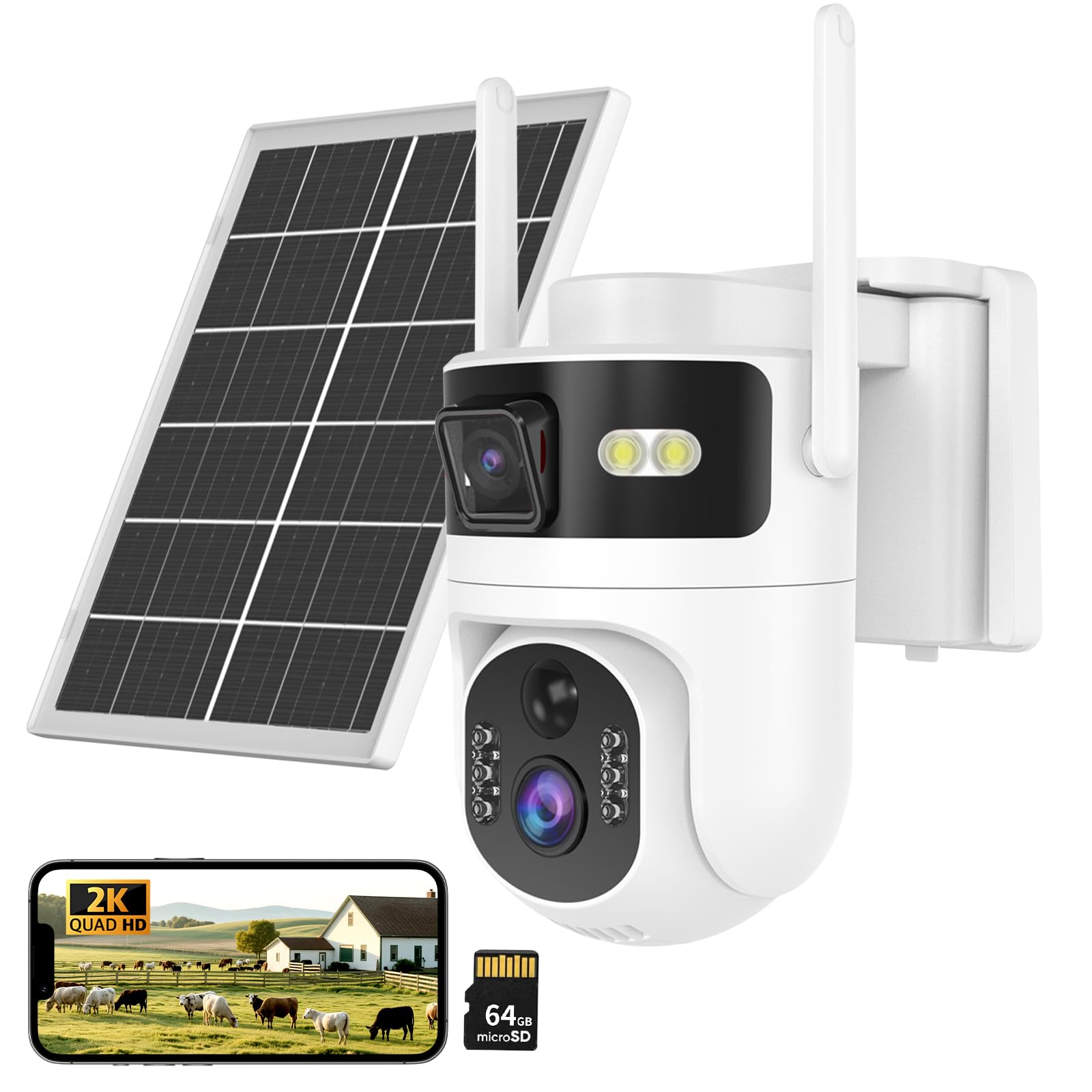 Photo 1 of QUTHZZHY 4G LTE Cellular Security Camera, Dual Lens, Solar Powered