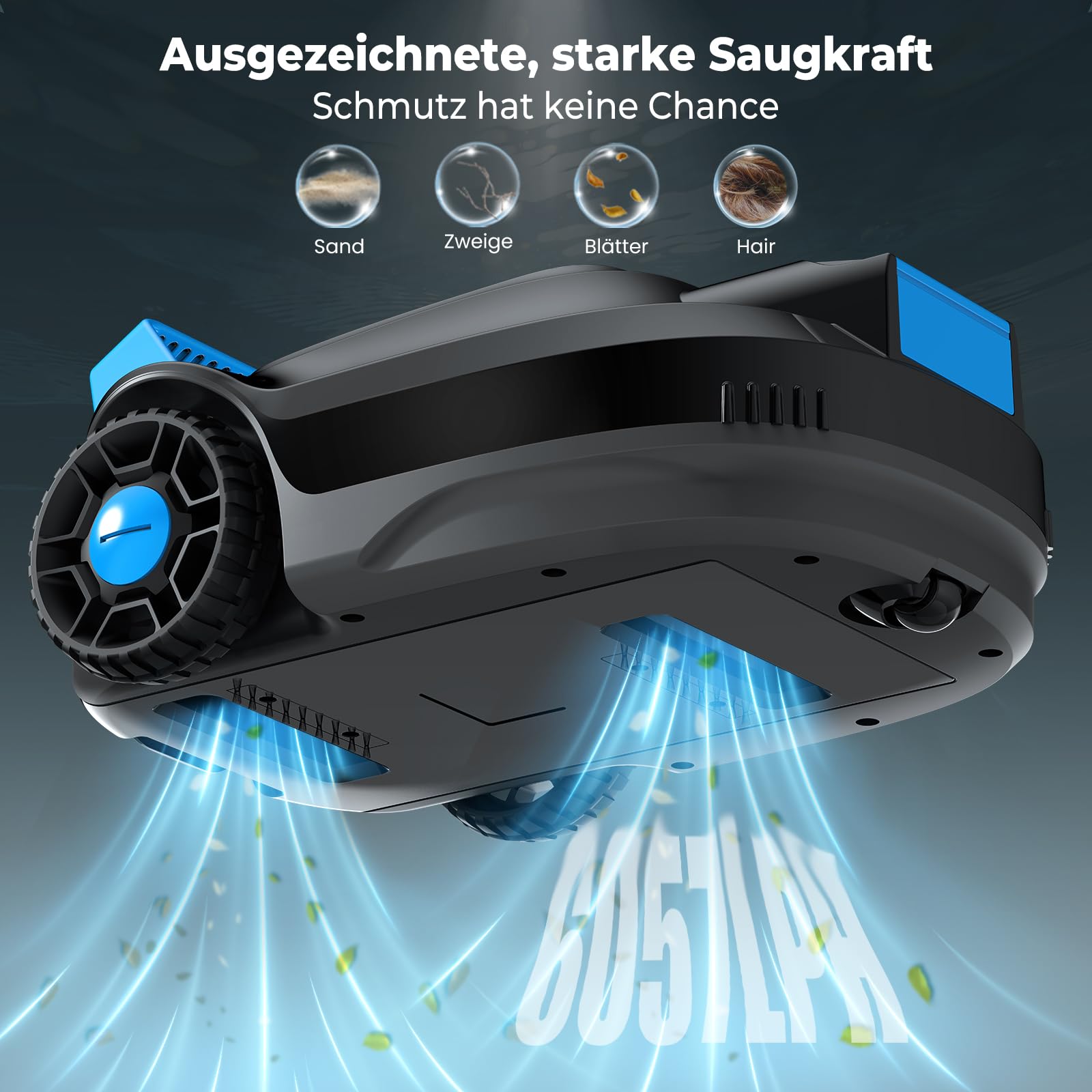 (2026 Neu) PC01 Poolroboter, Akku Poolsauger Bodensauger, Kabelloser Poolroboter Boden, 120 Minuten Laufzeit, 6057 LPH, Selbsteinparkfunktion, Poolreiniger für Flache Pools bis zu 80㎡