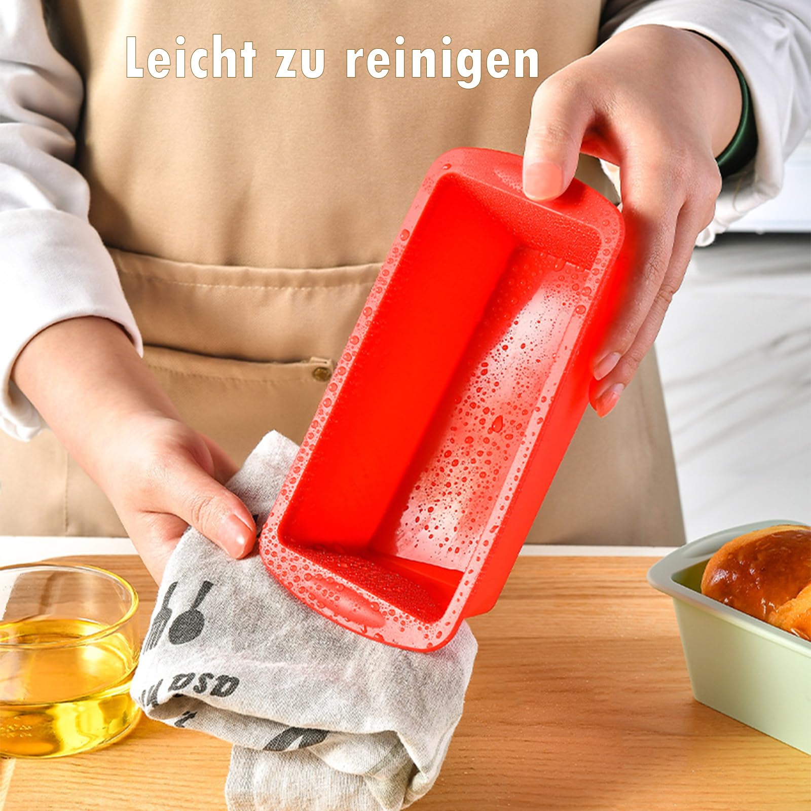 Tcnzdy 4 Stück Silikon Backform Mini Rechteck 19,2 x 9,5 x 5,5 cm für Heißluftfritteuse