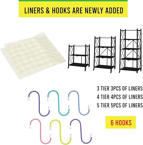 Miniatura 9 de Estantería plegable con ruedas y roturas  Estante plegable resistente con marco de metal para despensa  Estantería de origami  Estantería sin