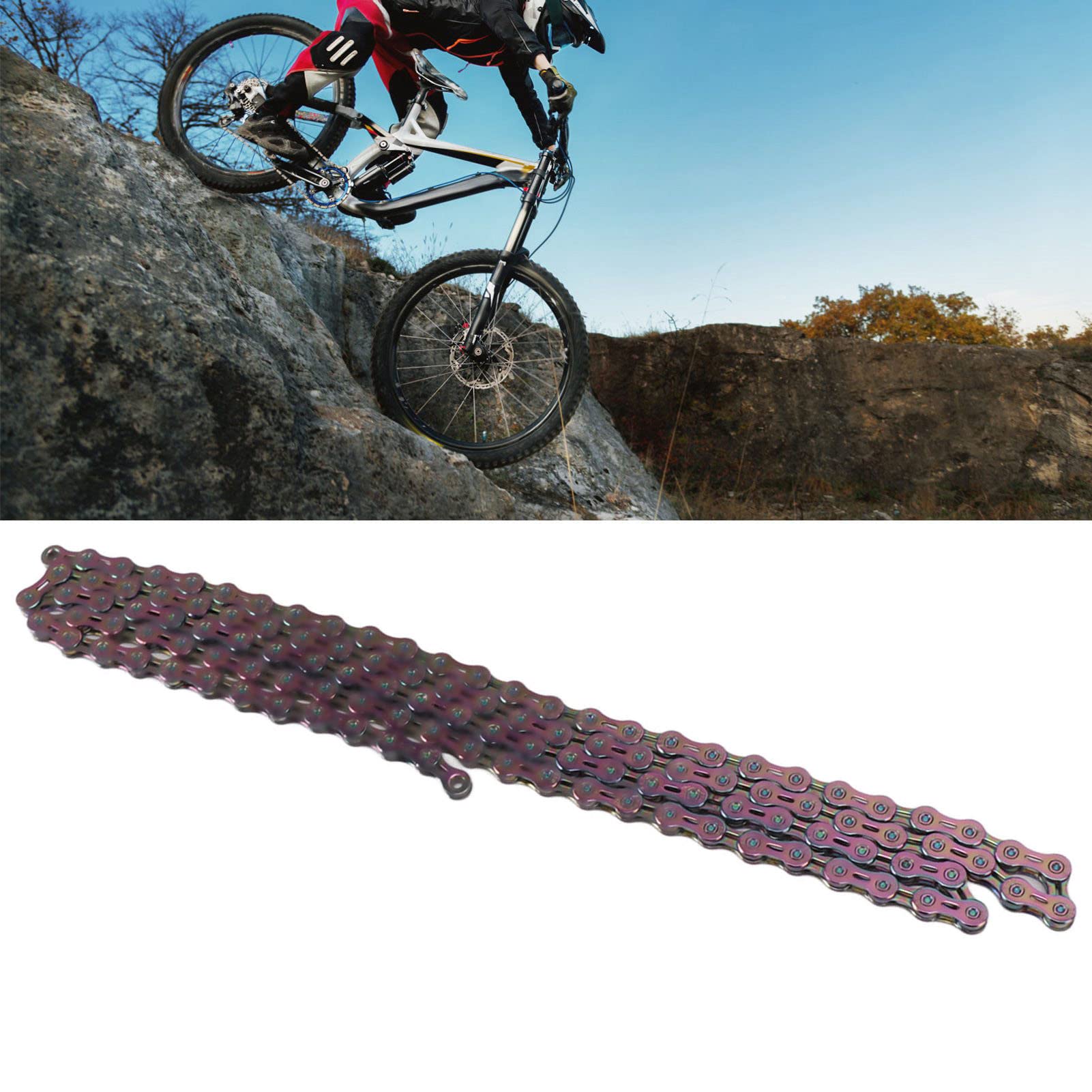 Septpenta Chaîne de Vélo À Vitesse Variable Semi Creuse À 10 Vitesses, Dispositif À Chanfrein Externe, Chaîne de Vélo pour Le Cyclisme sur Route et Montagne, Intégrée avec des Axes À Haute Résistance