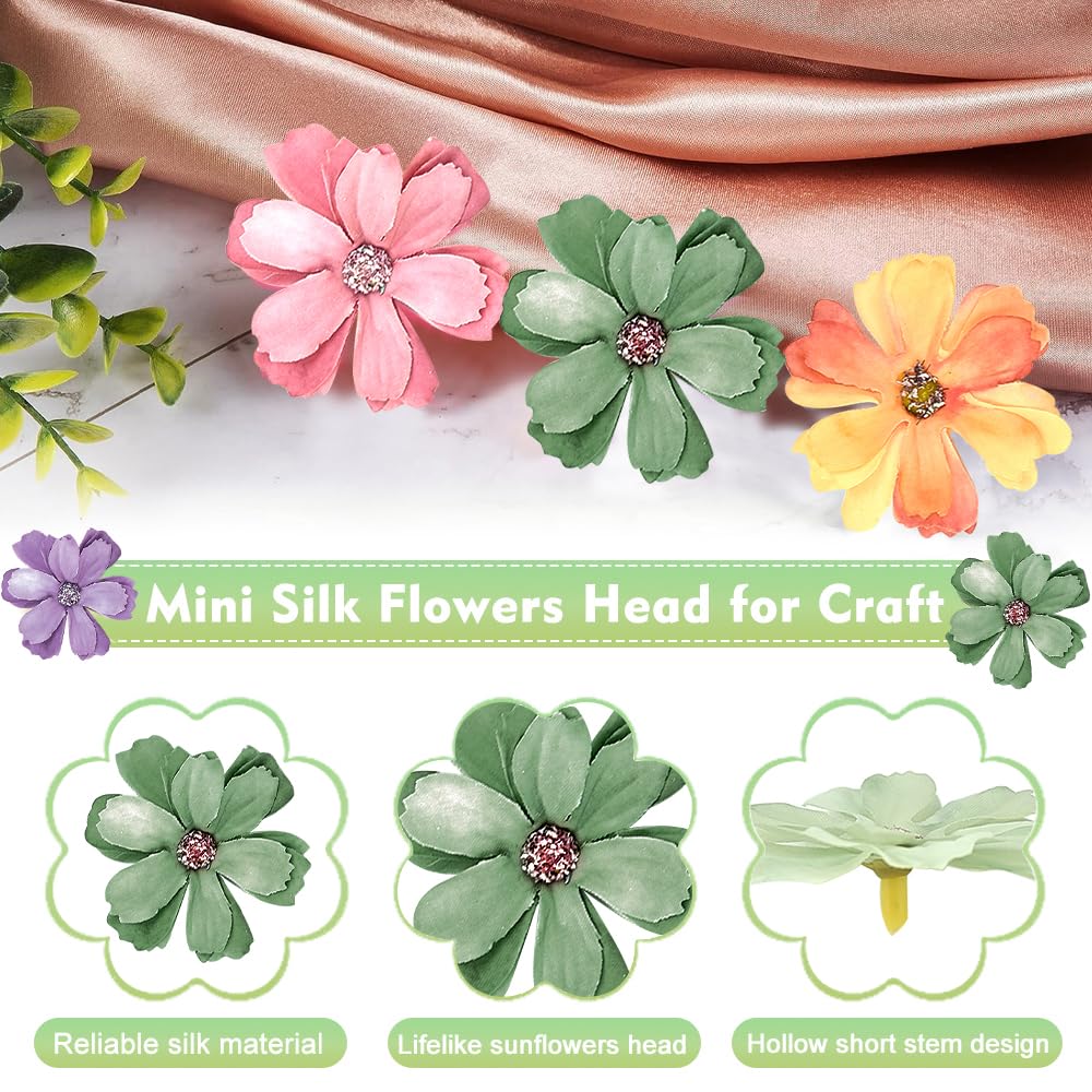 100 teste di fiori artificiali, piccoli fiori, margherite