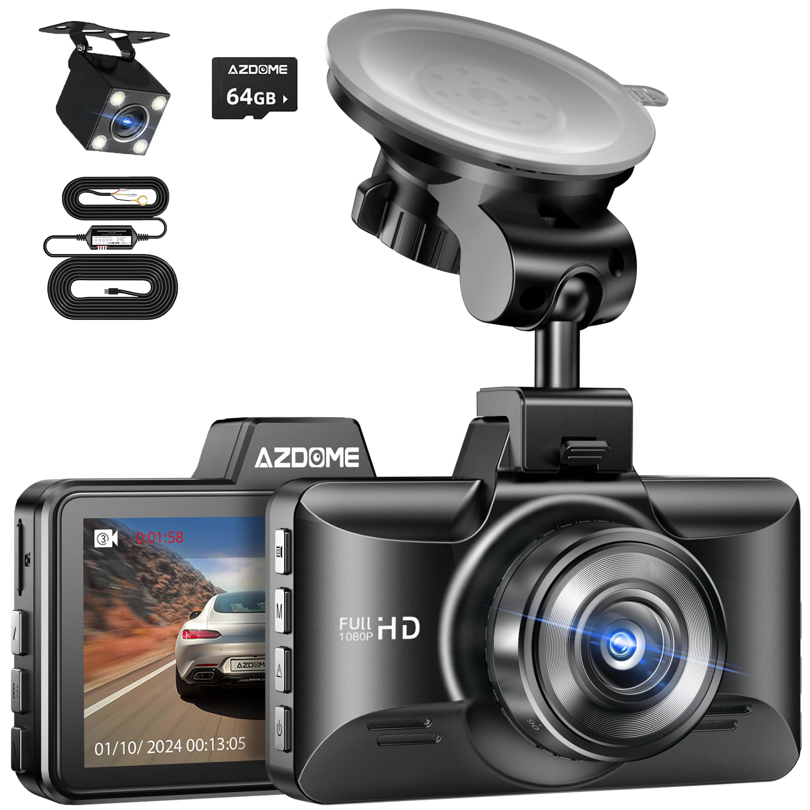 Amazon.com: AZDOME M01 Pro dashcam and 3-Lead Acc Hardwire Kit