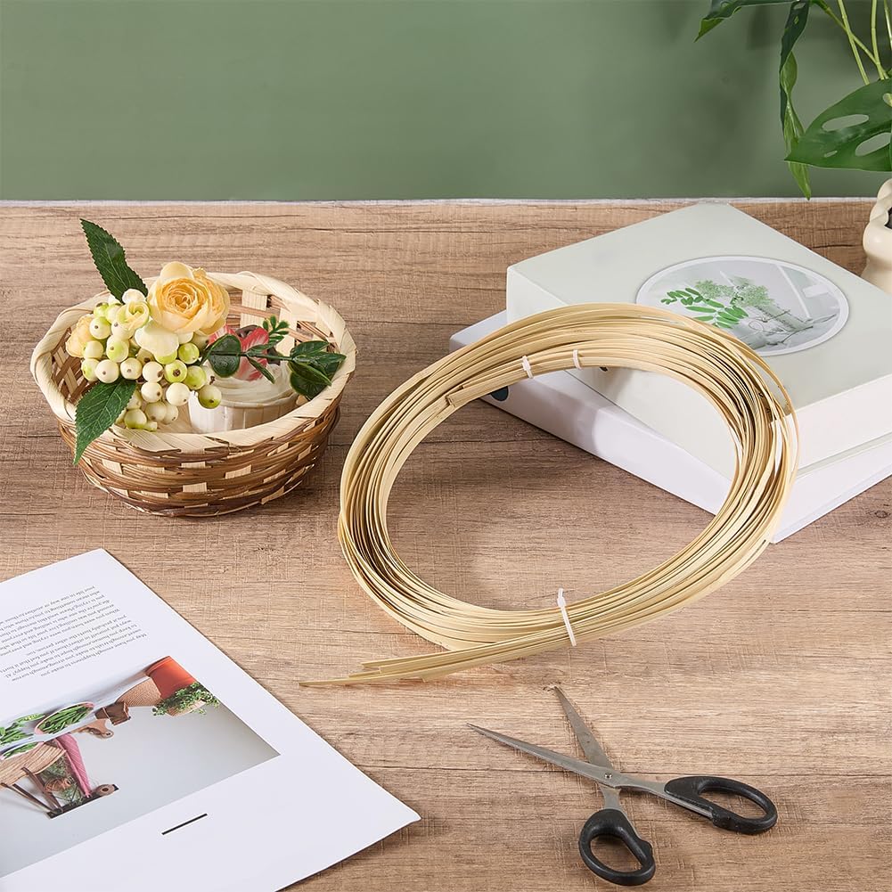 WADORN 32.8 Yards 10 Rolls Flat Reed Bamboo Strips for Weaving, 0.2 inch Wide Basket Weaving Materials Wicker Repair Kit for Making Basket Webbing DIY Furniture Flower Baskets Crafts Home Decors