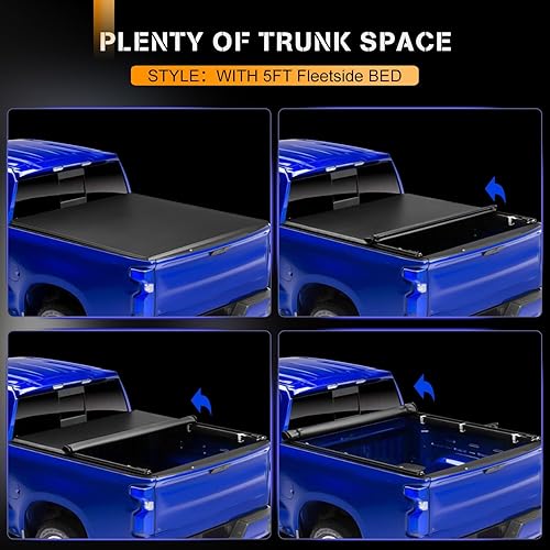 Miniatura 4 de ECCPP Cubierta enrollable para caja de camioneta compatible con Toyota Tacoma 2016 2017 2018 2019  Se adapta a caja de camión de 5 pies  Cubierta