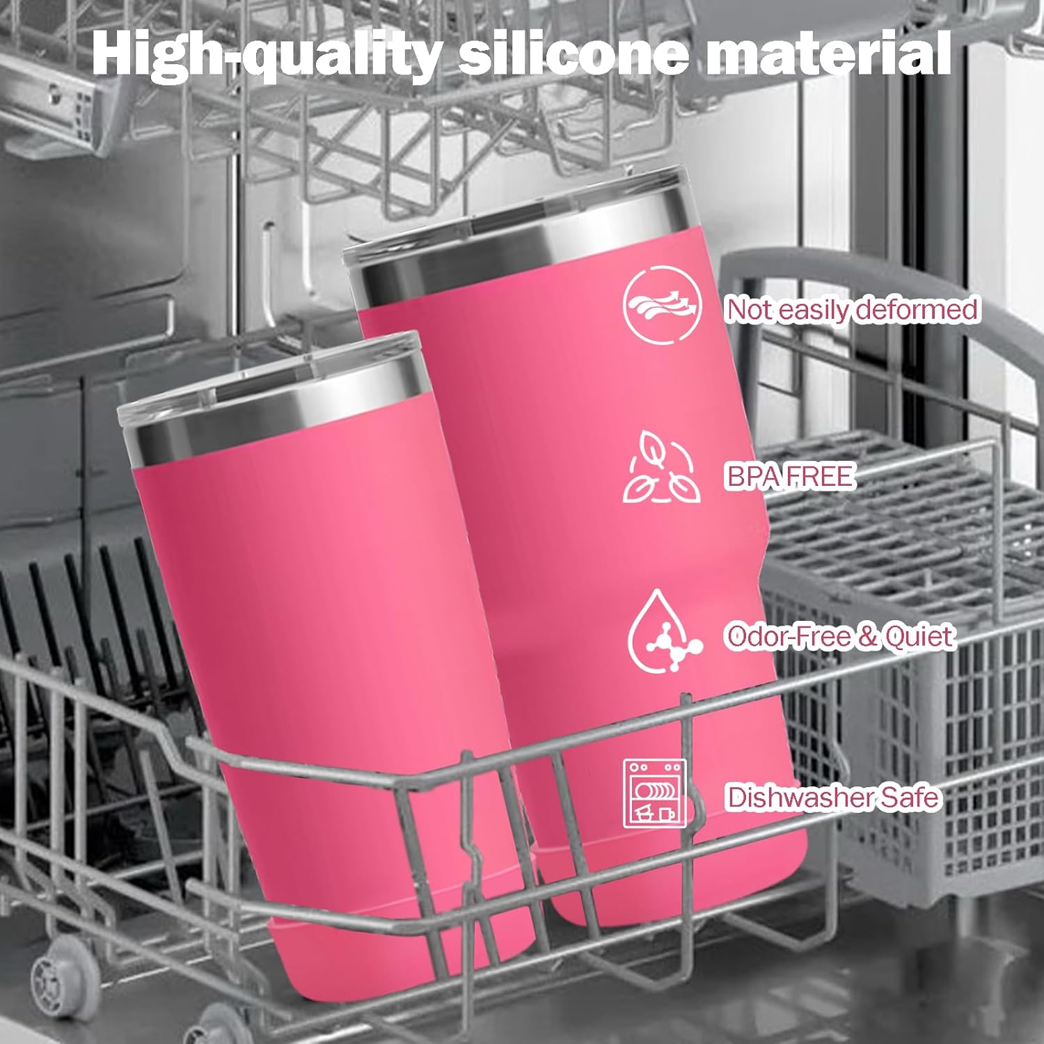 2 Pack Silicone Boot for YETI Rambler 42 oz & 35 oz Straw Mug, Anti-Slip Sleeve for Travel Mug Water Tumbler Fits Most Car, Protective Bottles Accessories, BPA-Free