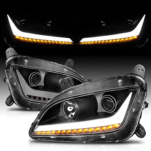 AmeriLite Barra LED LED Luz Señal Giratoria Proyector Negro Faros De Reemplazo Para Peterbilt 579 587 - Lado Del Conductor Y Del Pasajero