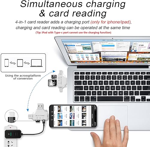 Miniatura 4 de Lector de tarjetas SDMicro SD para iPhoneipadAndroidMacComputadoraCámara, lector de tarjetas de memoria portátil 4 en 1 Adaptador de tarjeta Micro
