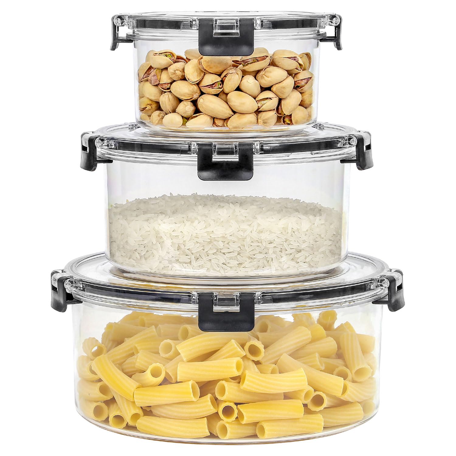 Taylor & Brown 3 Piece Stackable Food Storage Containers, Lunch Box, Plastic Airtight Seal with Lids, Reusable, Leak Proof, Microwave and Freezer Safe, BPA Free Food Containers (Round)