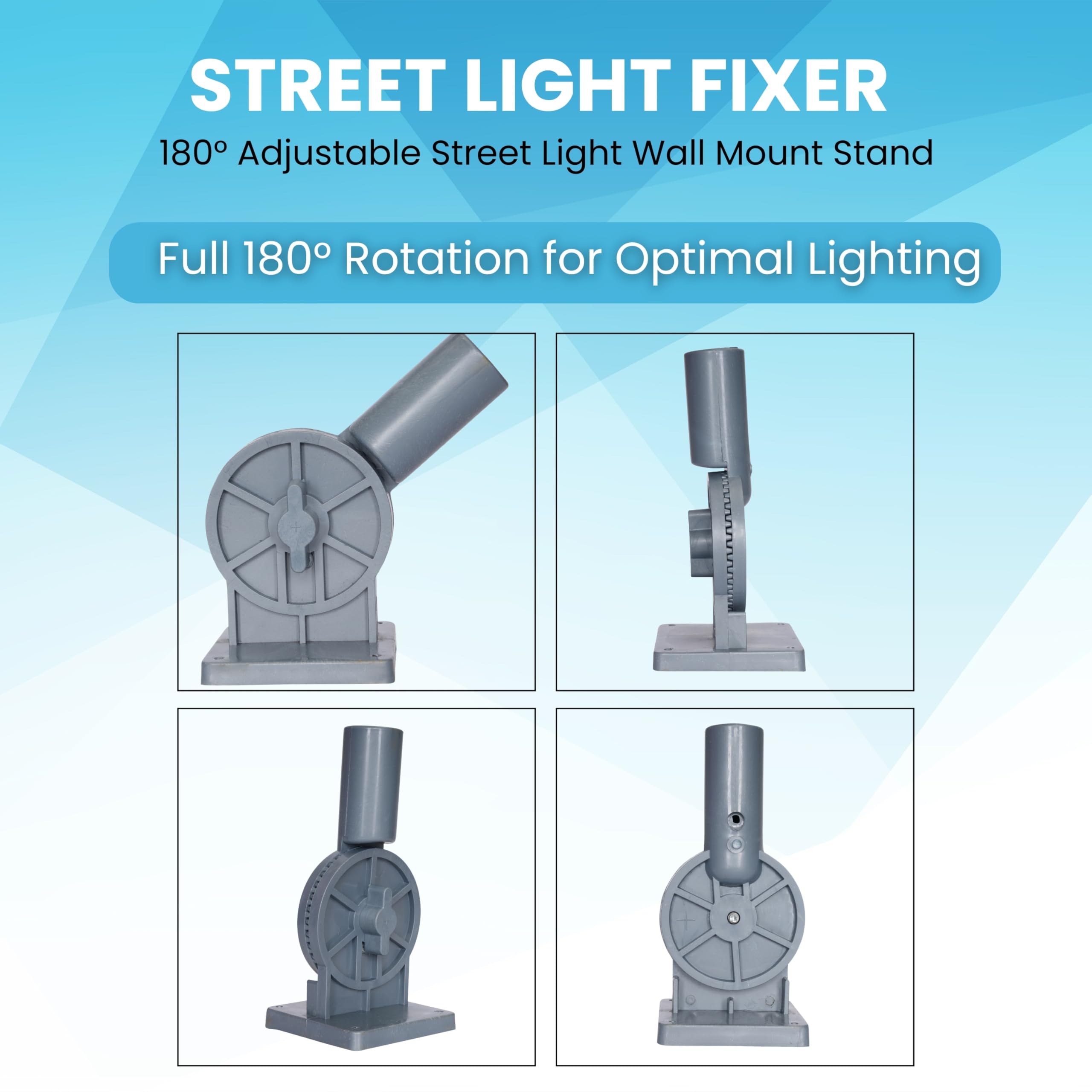 MIKE MILLER 180° Rotational & Adjustable Wall Mount Street Light Stand | Strong PP Plastic Waterproof Bracket for Outdoor Lighting | Heavy Duty Wall Mounted Light Holder | Easy Installation Pack of 1 — Amazon image 5