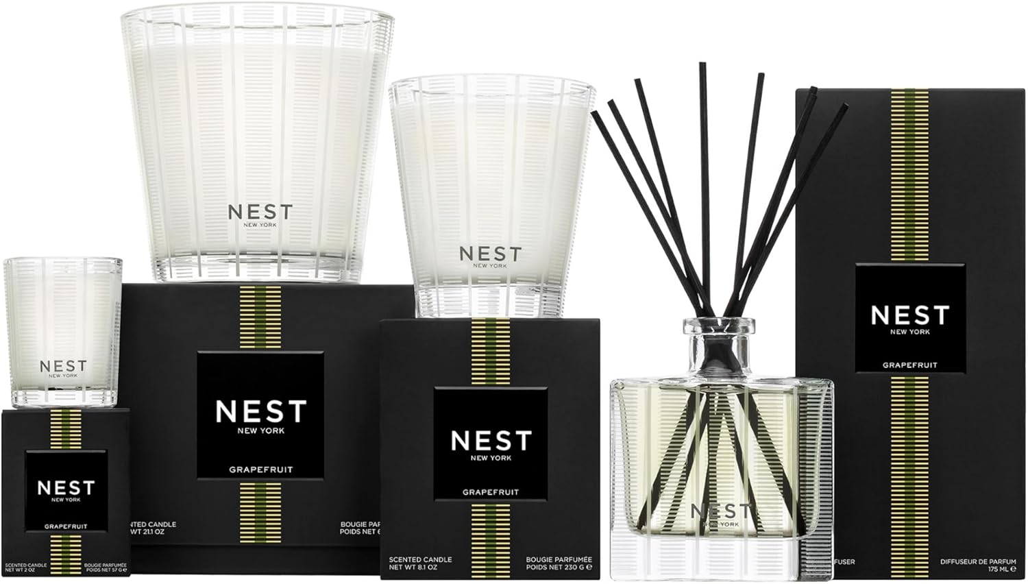 NEST New York Reed Diffuser, Grapefruit - 5.9 fl oz - Fragrance for Up to 90 Days - Reusable, Refillable Glass Holder - Includes 8 All-Natural Reed Sticks - Flame Free - Image 7
