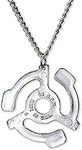 45 RPM Record Adapter Silver Finish Pewter Pendant Necklace On 20 Inch Neck Chain