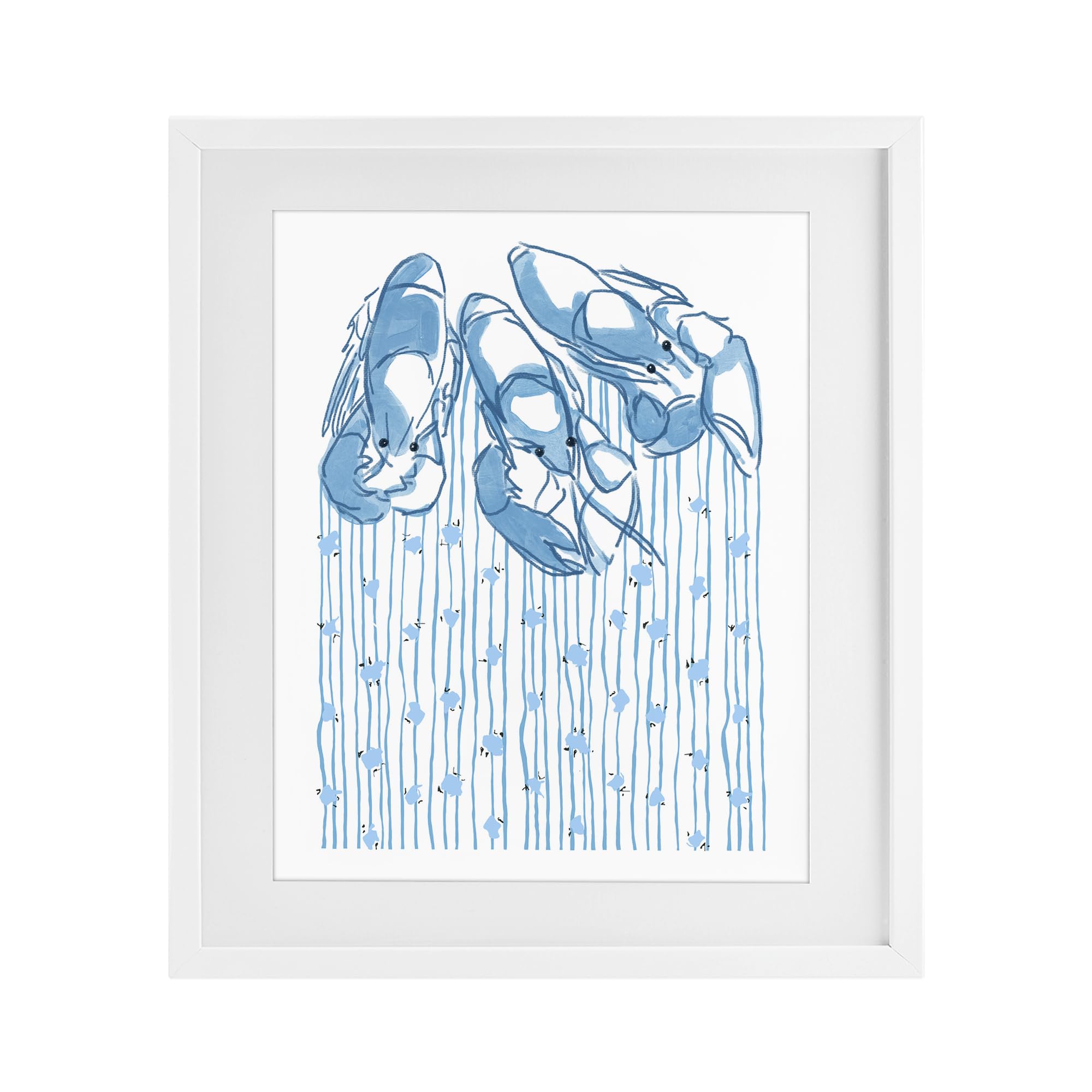 Stupell Industries Coastal White (Textured) 'Lobster Trio With Strings'| Framed Print Under Glass