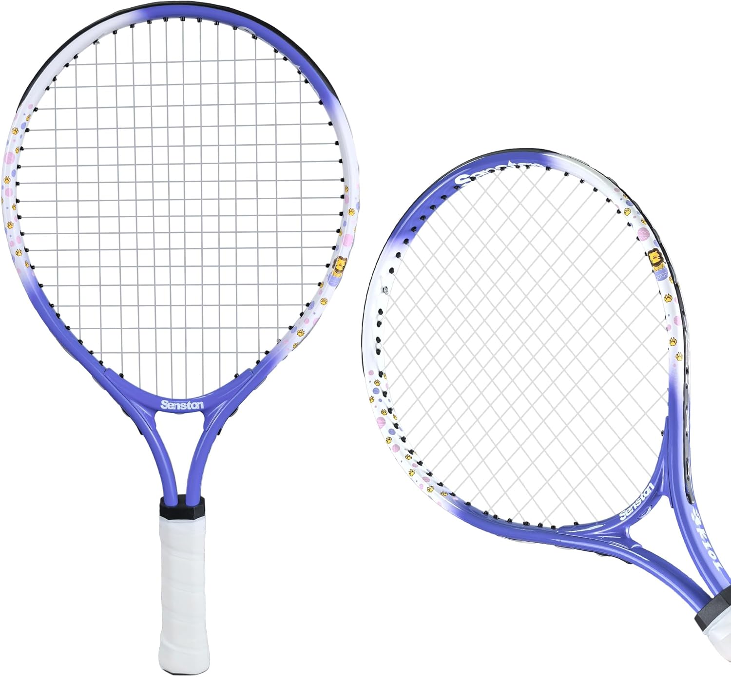 Senston Kids Tennis Racket Set (17 & 23 Inch) - Junior Tennis Racquet, Lightweight Aluminum Frame, Includes Cover blue 17 inch