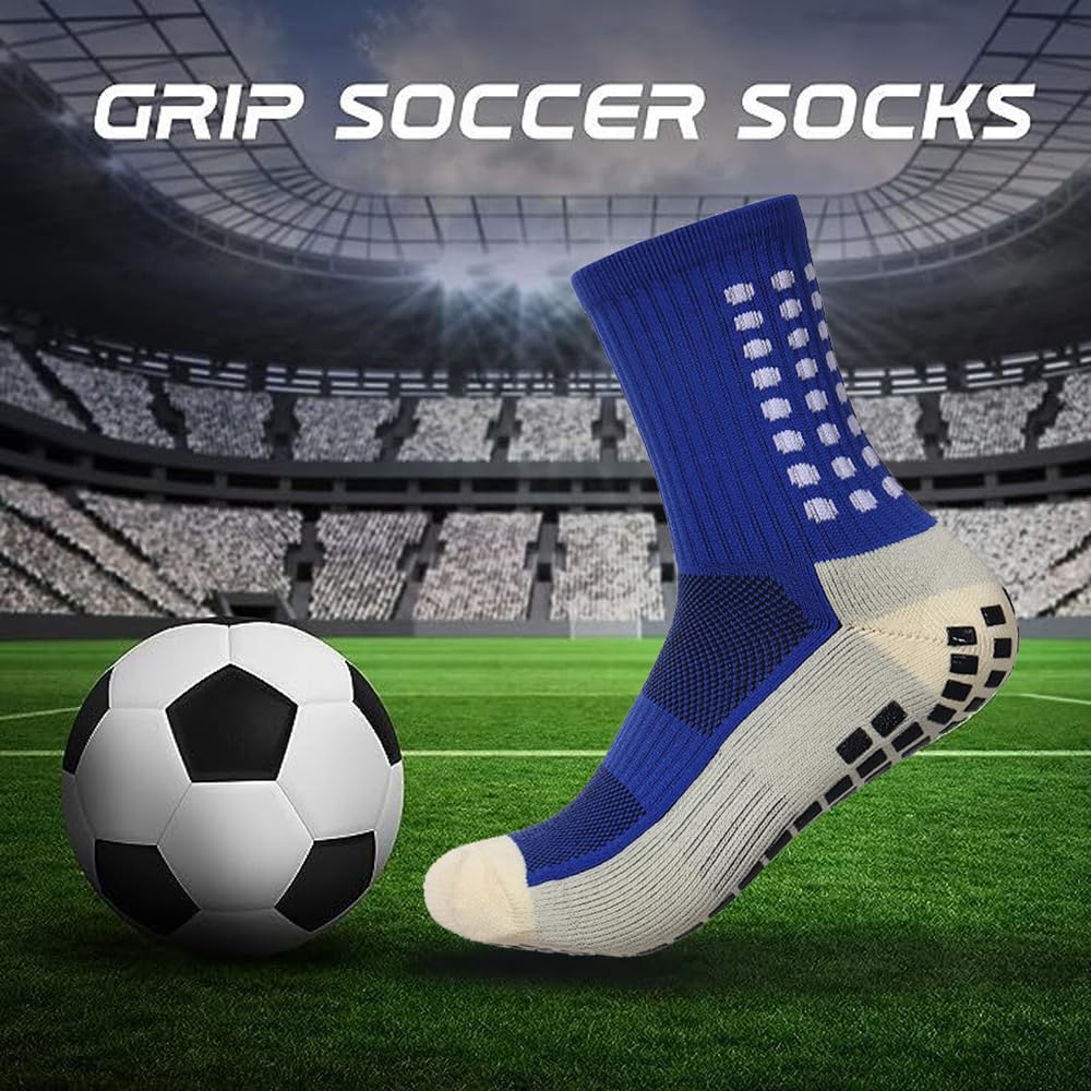 Juego de 2 calcetines de fútbol antideslizantes con mangas de protección de espinilleras, calcetines deportivos deportivos para hombres y mujeres