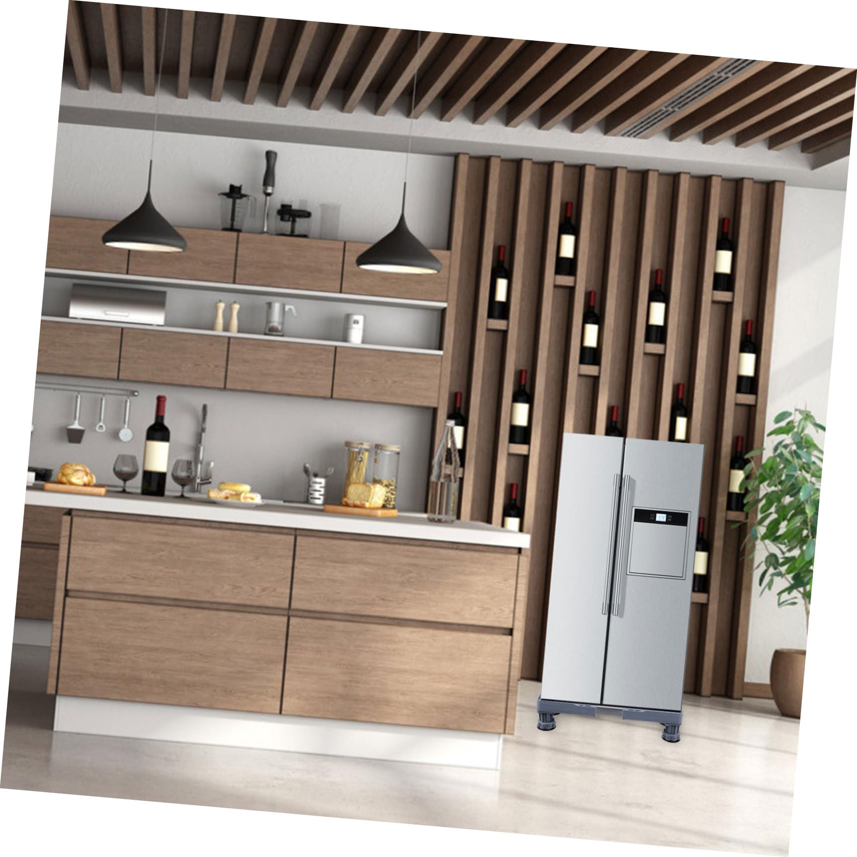 SHINEOFI Trípode de Acero Inoxidable Soporte para Lavadora y Secadora Base Ajustable para Frigorífico Móvil con Pies para Cocina o Sala de Lavado
