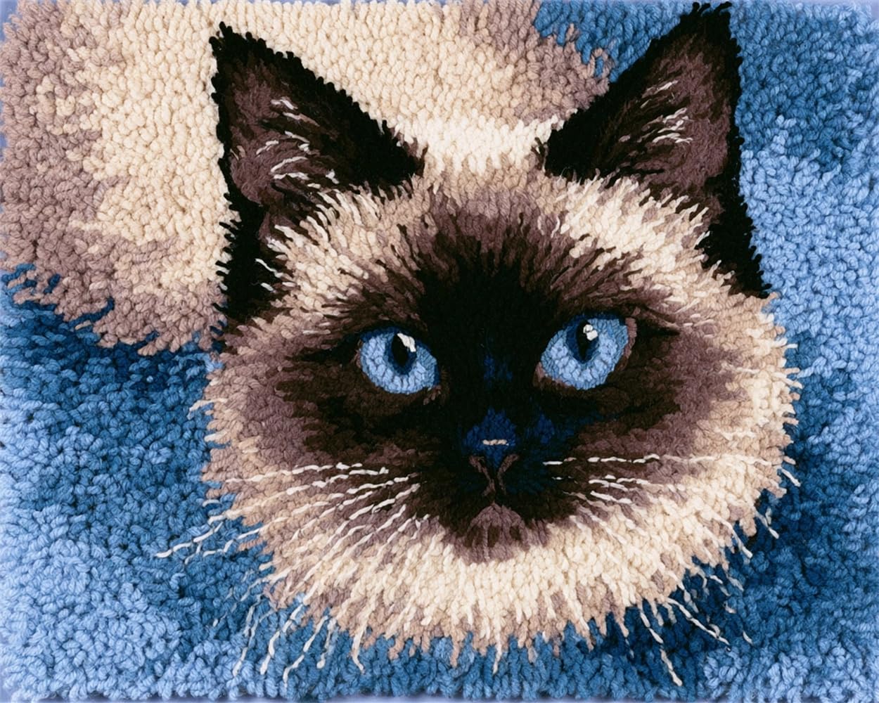 FWRTYCB Latch Hook Rug Kits, Siamese Cat Portrait