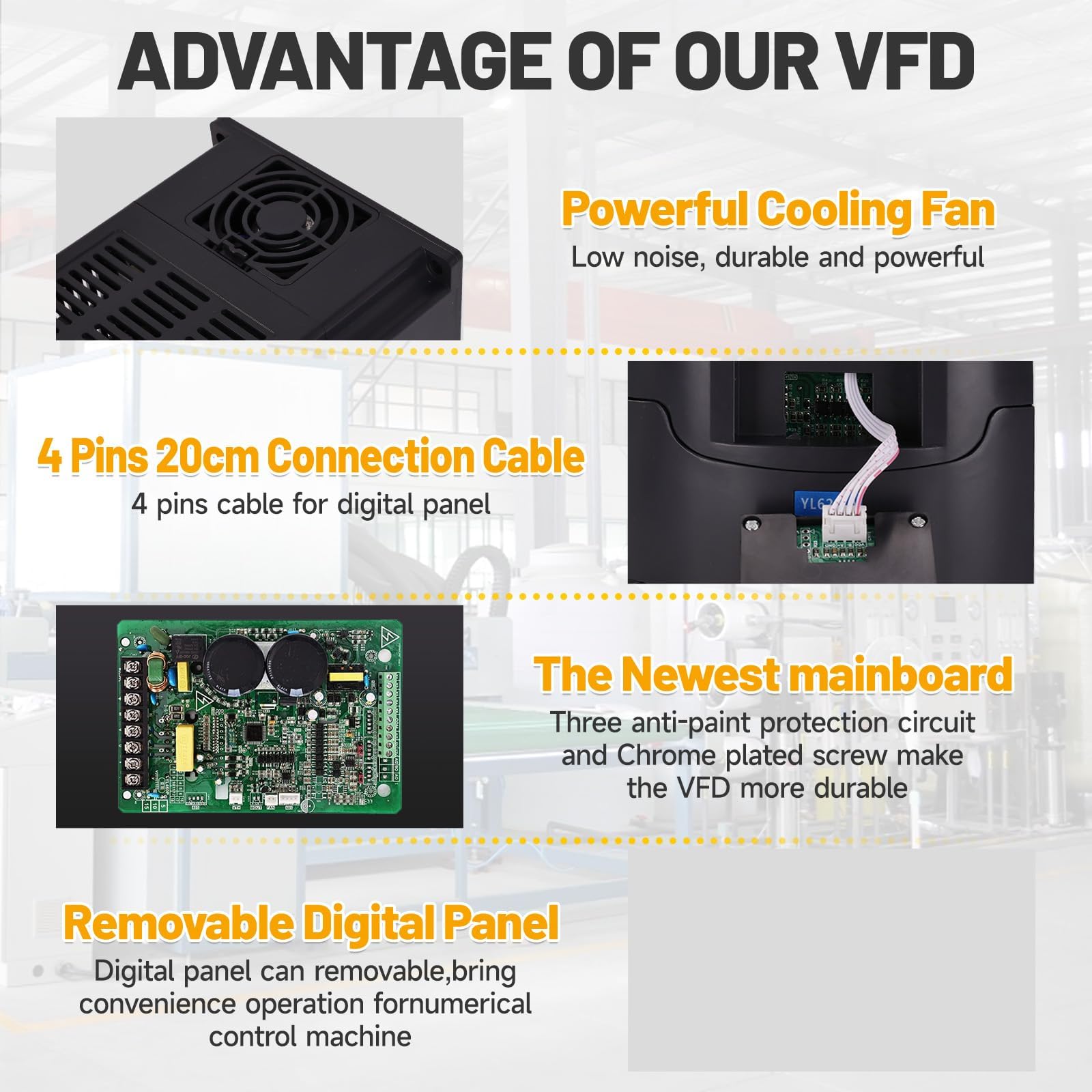 Yofuly VFD Frequenzumrichter Controller 220 V 2,2KW 3 PS Variable VFD Drehzahlregler Wechselstrommotor CNC VFD Umwandler für Motordrehzahlregelwelle YL-Serie (2,2KW, 220 V)
