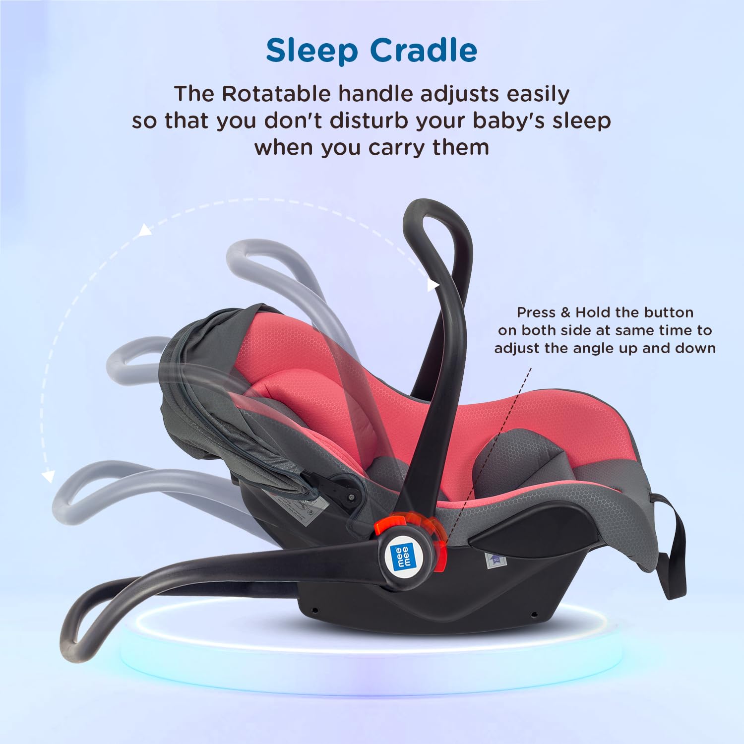 Mee Mee Little Explorer Car Seat & Carry Cot - Pink -4 Mee Mee Little Explorer Car Seat & Carry Cot - Pink -4