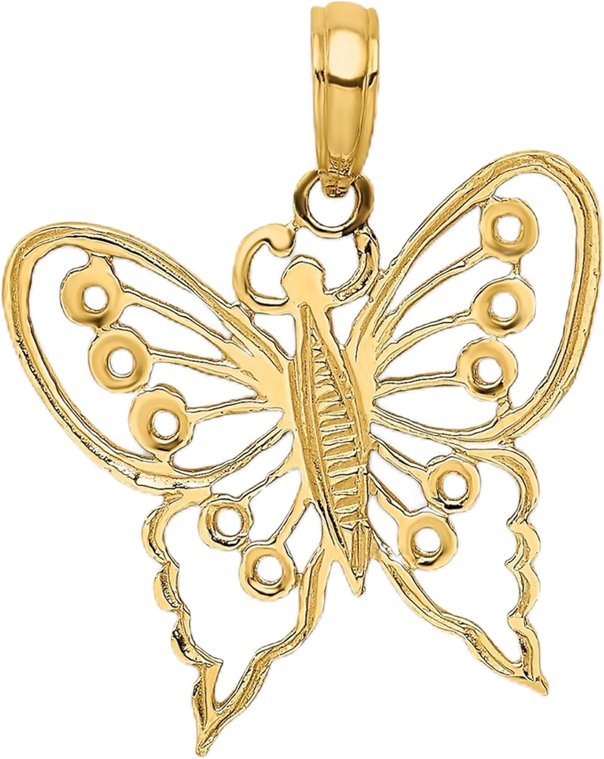 DEWBERRY 10K Yellow Gold Cut-Out Butterfly Pendant (Weight : 0.87gm, Length : 21.2mm, Width : 19.3mm)