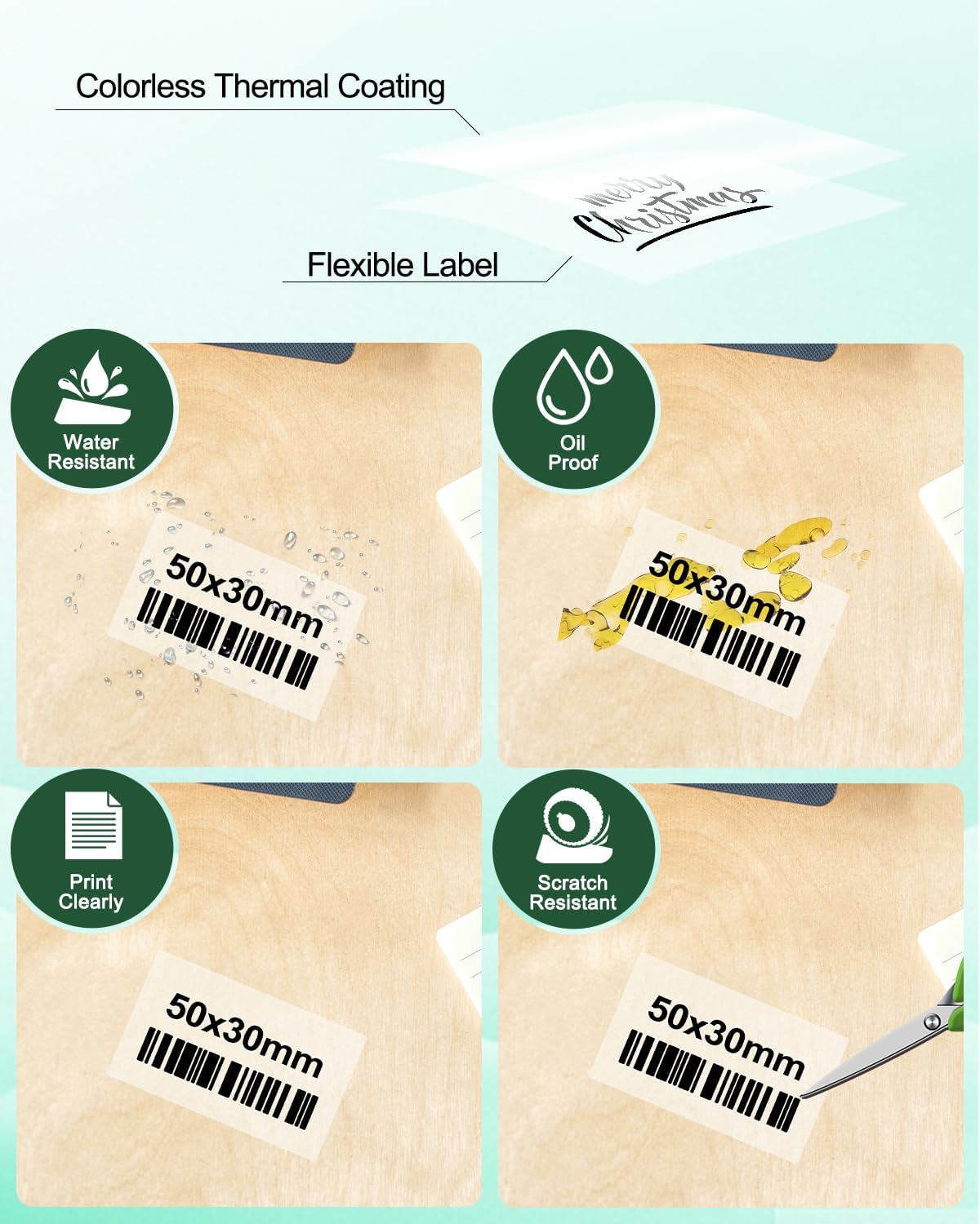 [230 pcs] Phomemo Transparent Thermal Label Paper 1.96"x1.18"(50x30mm), Multi-Purpose Self-Adhesive Thermal Phomemo Original Labels, Compatible with M100/M110/M220/M120/M150/M250/M221 Label Maker - Image 4