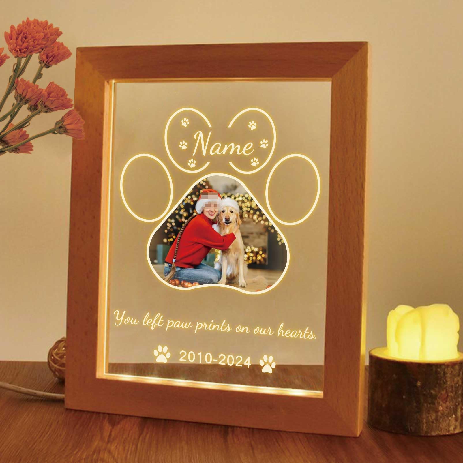 Dicodes Cuadros de fotos conmemorativos de mascotas personalizados Lámparas nocturnas Personalidad Tarjeta de acrílico Regalos de condolencias Fotos de regalos de condolencias(CWSK-Dog)