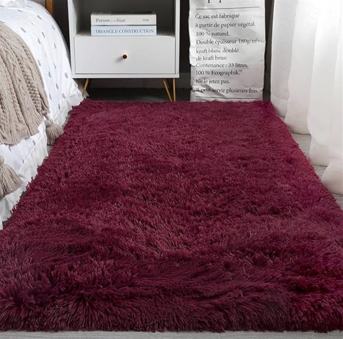 Heavyoff Alfombras peludas y esponjosas para dormitorio, suaves y antideslizantes, tapetes de felpa para piso, alfombra rectangular acogedora para