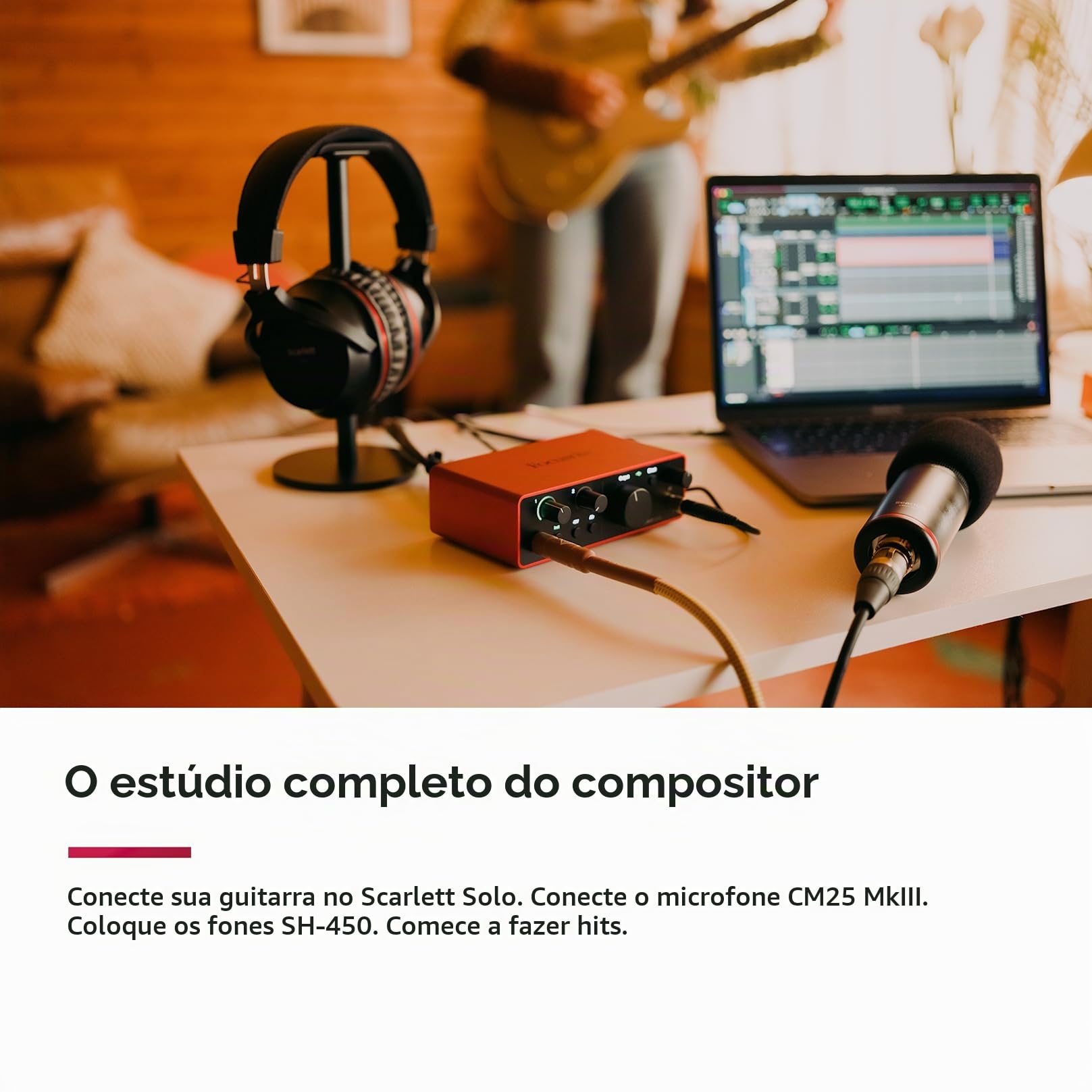 Kit Interface Focusrite Scarlett Solo Studio 4th Gen - Placa de